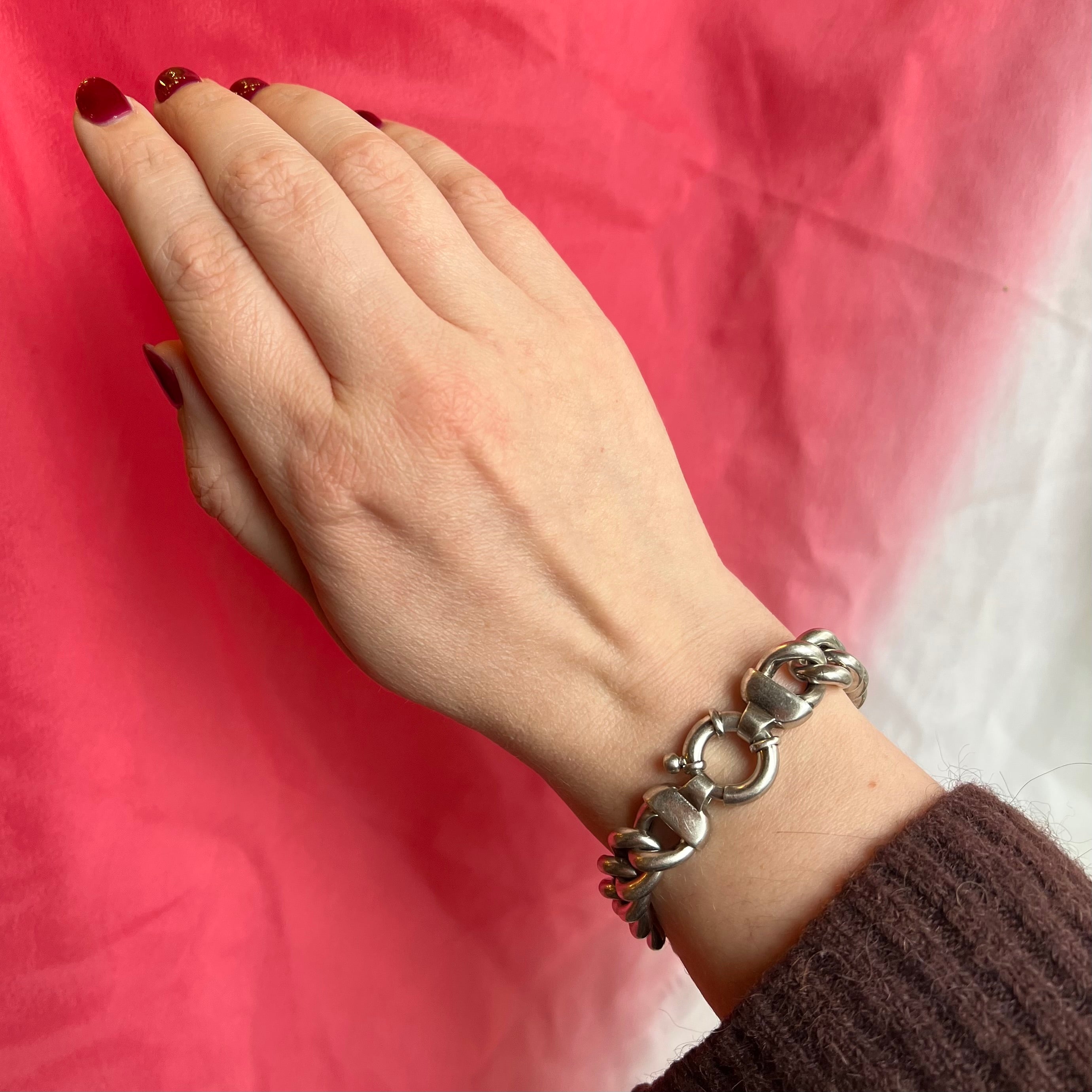 Vintage Italian Sterling Silver Milor Curb Chain Bolt Clasp Bracelet