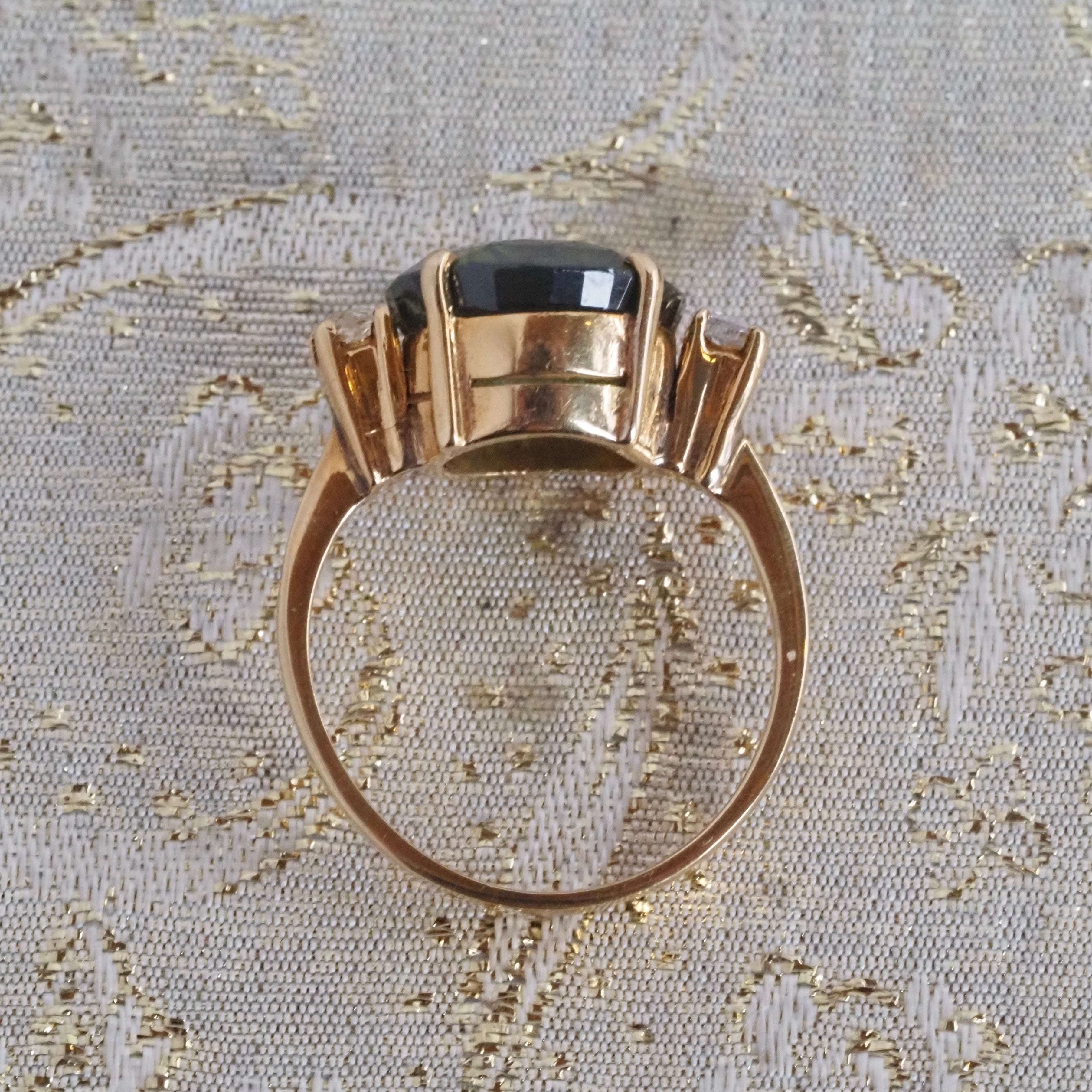 Vintage Chrysoberyl Diamond 18k Gold Ring