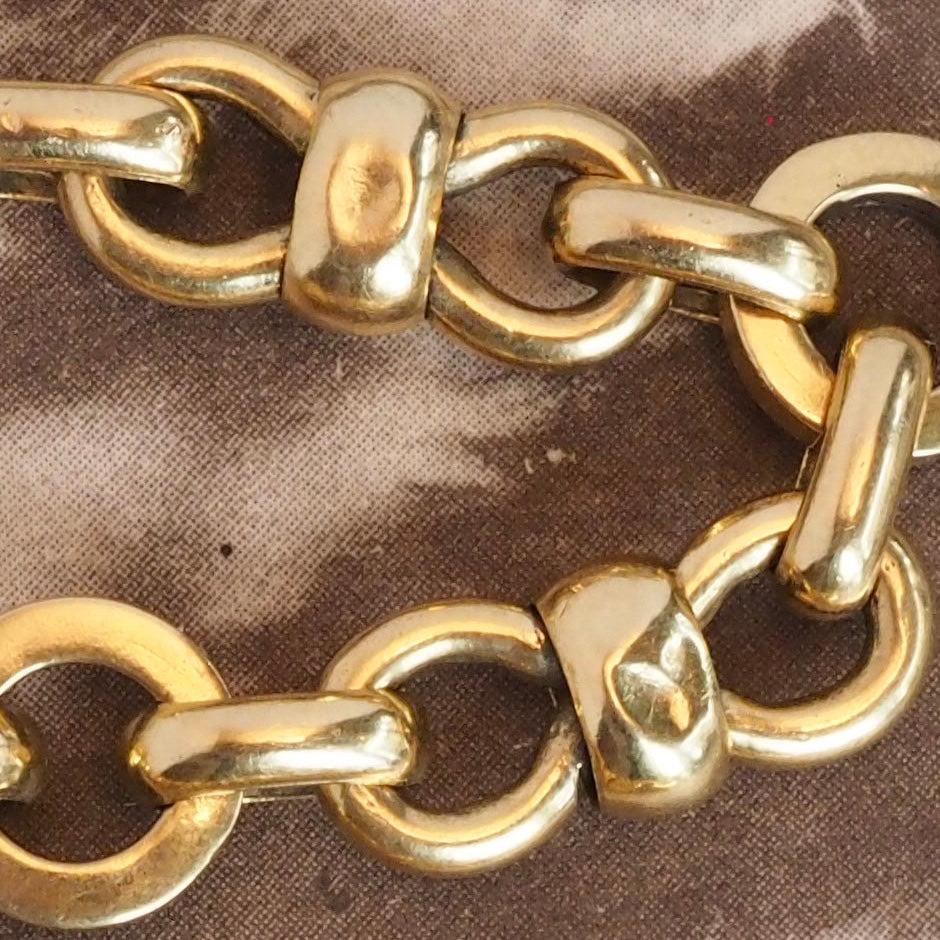 Vintage Portuguese 19k Gold Bow Tie Link Chain Bracelet