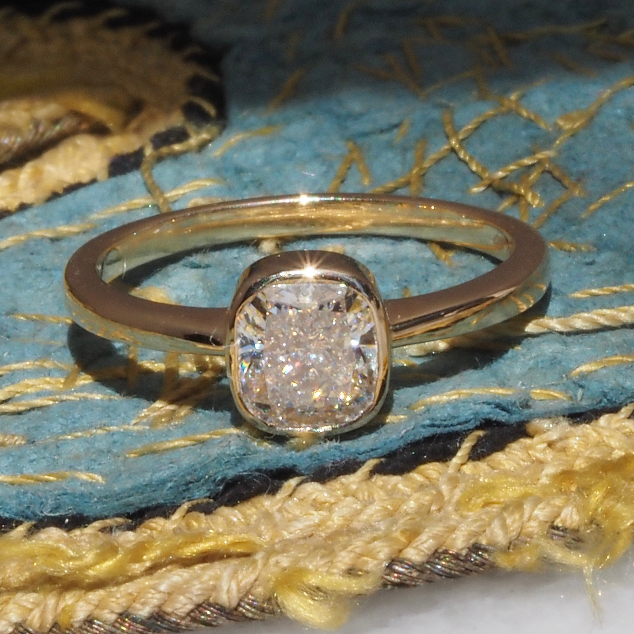 Cushion Modified Brilliant Cut 1.20ct Diamond 18k Gold Solitaire Engagement Ring
