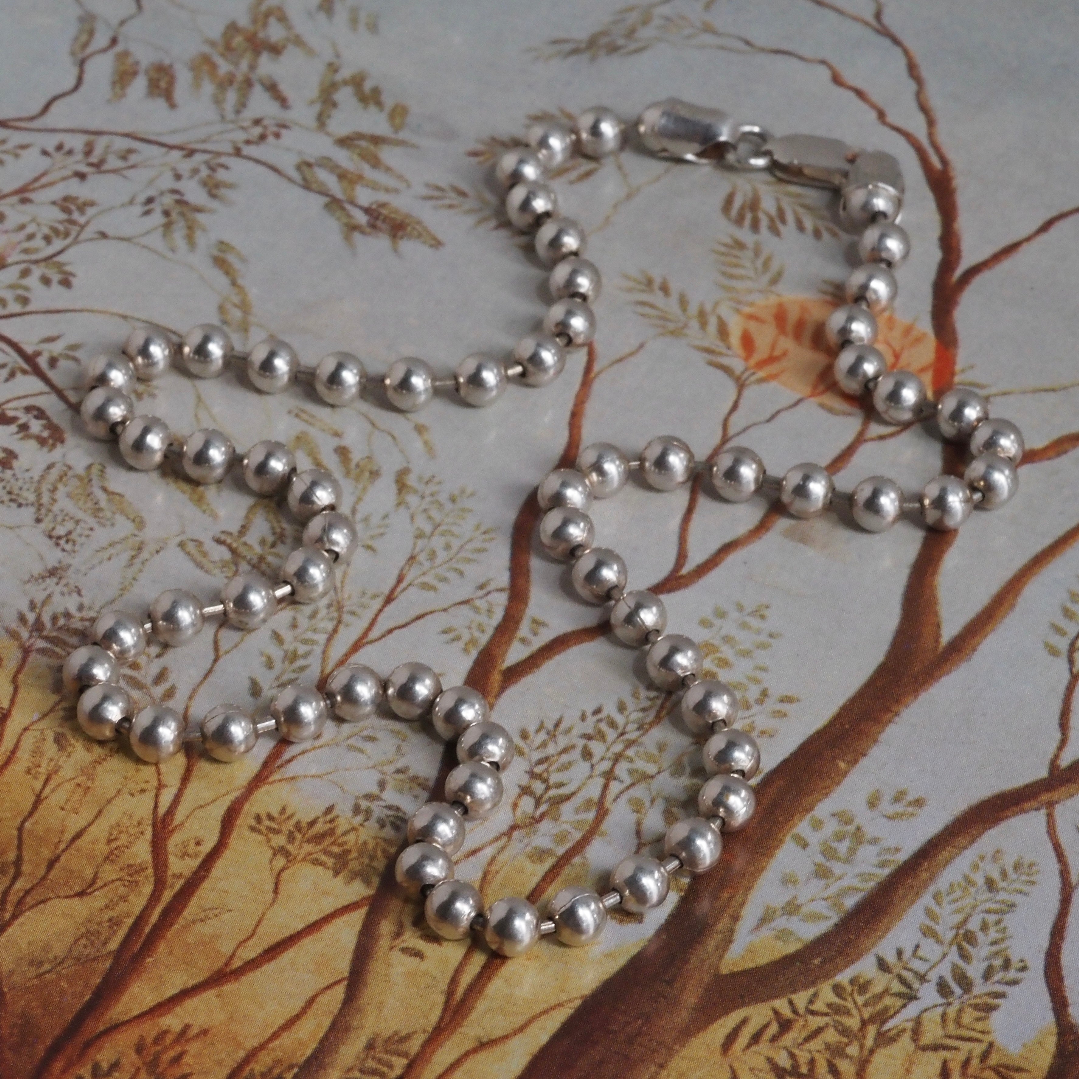 Vintage Italian Sterling Silver Ball Chain Necklace