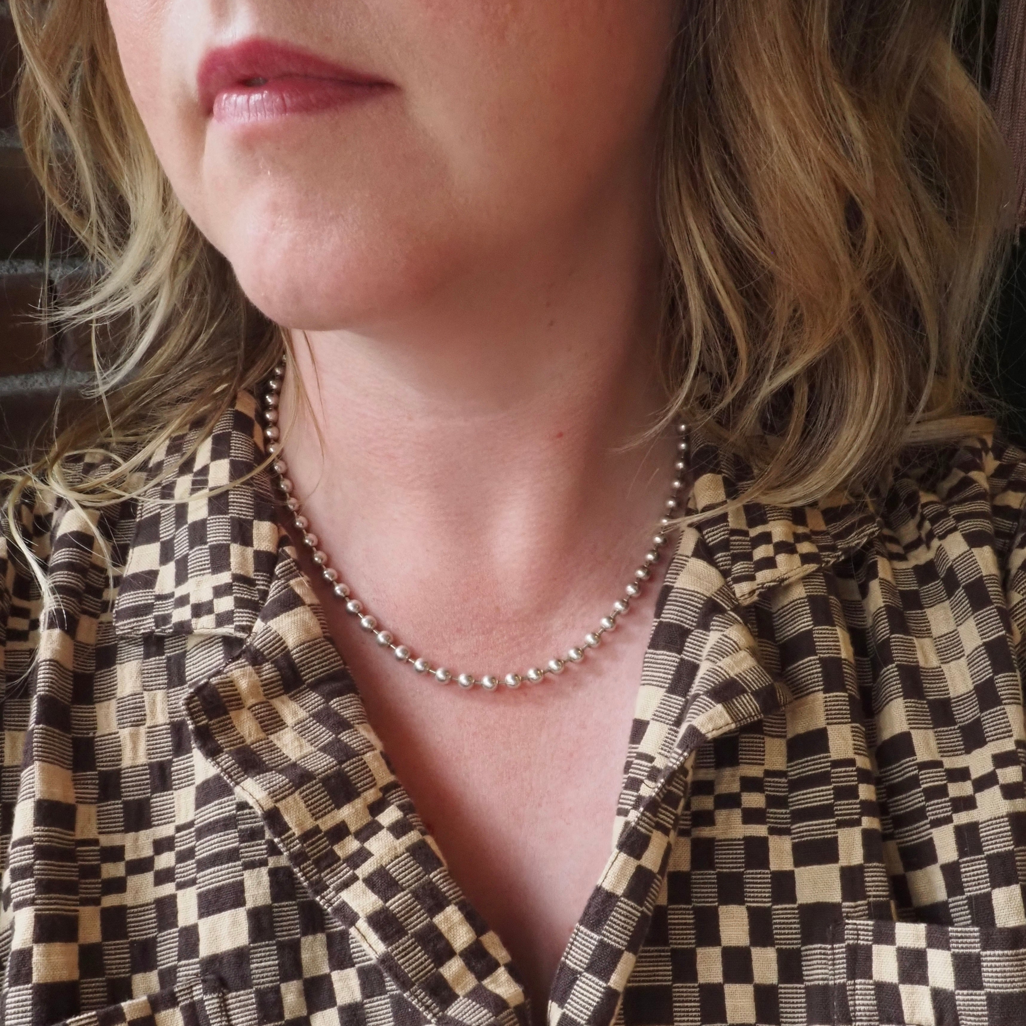 Vintage Italian Sterling Silver Ball Chain Necklace