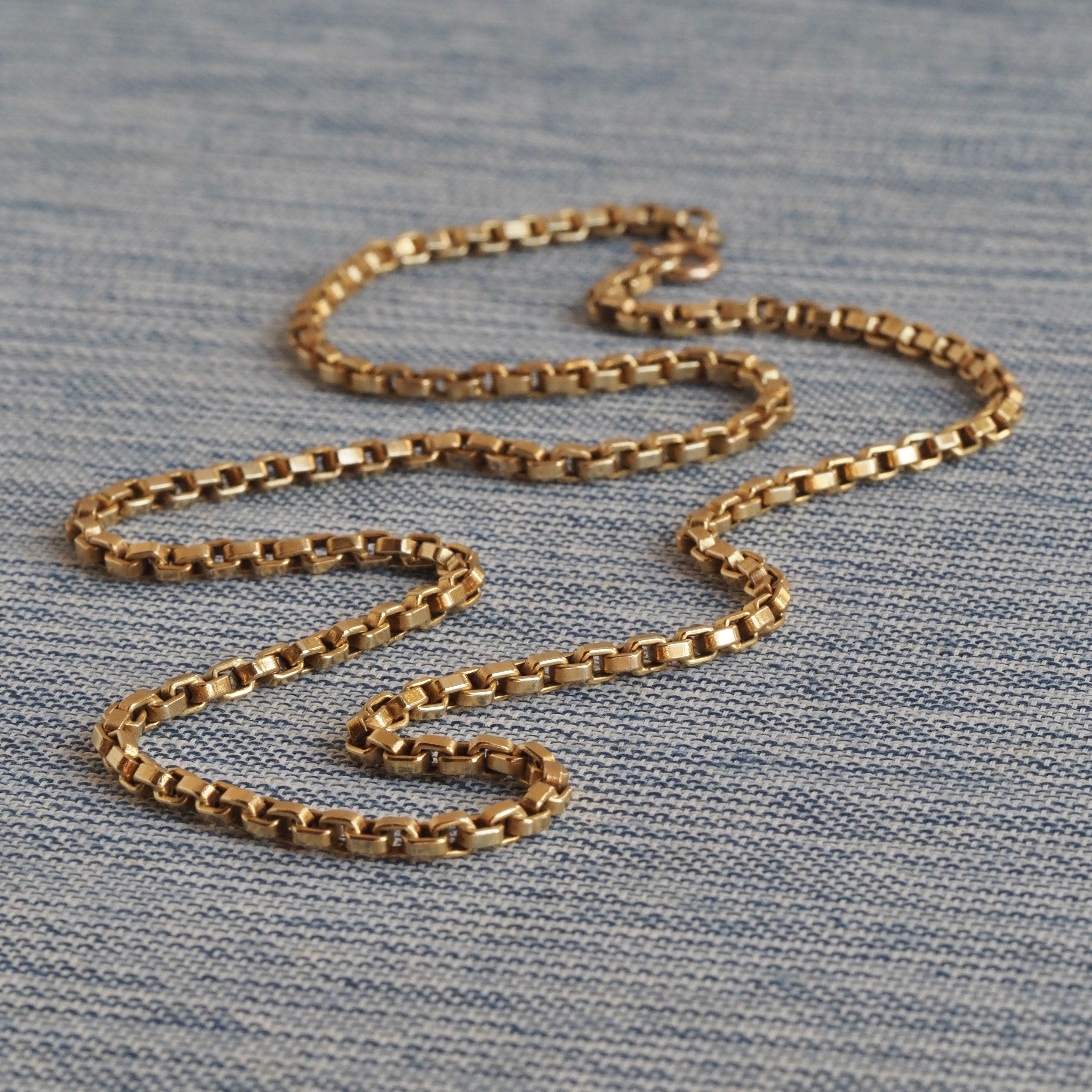 Vintage 14k Gold 3mm Box Chain Necklace