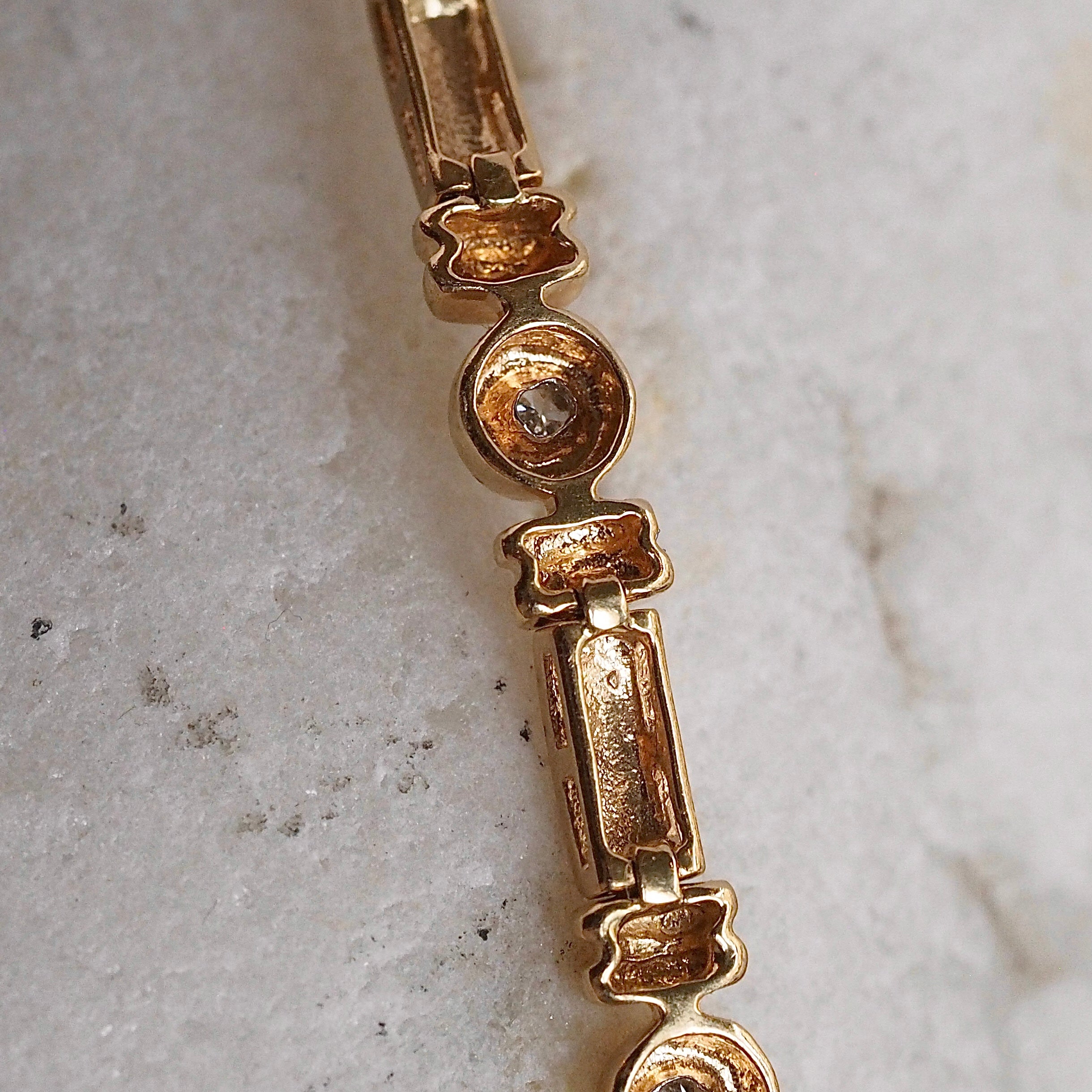 Vintage 14k Gold and Bezel Set Diamond Bracelet