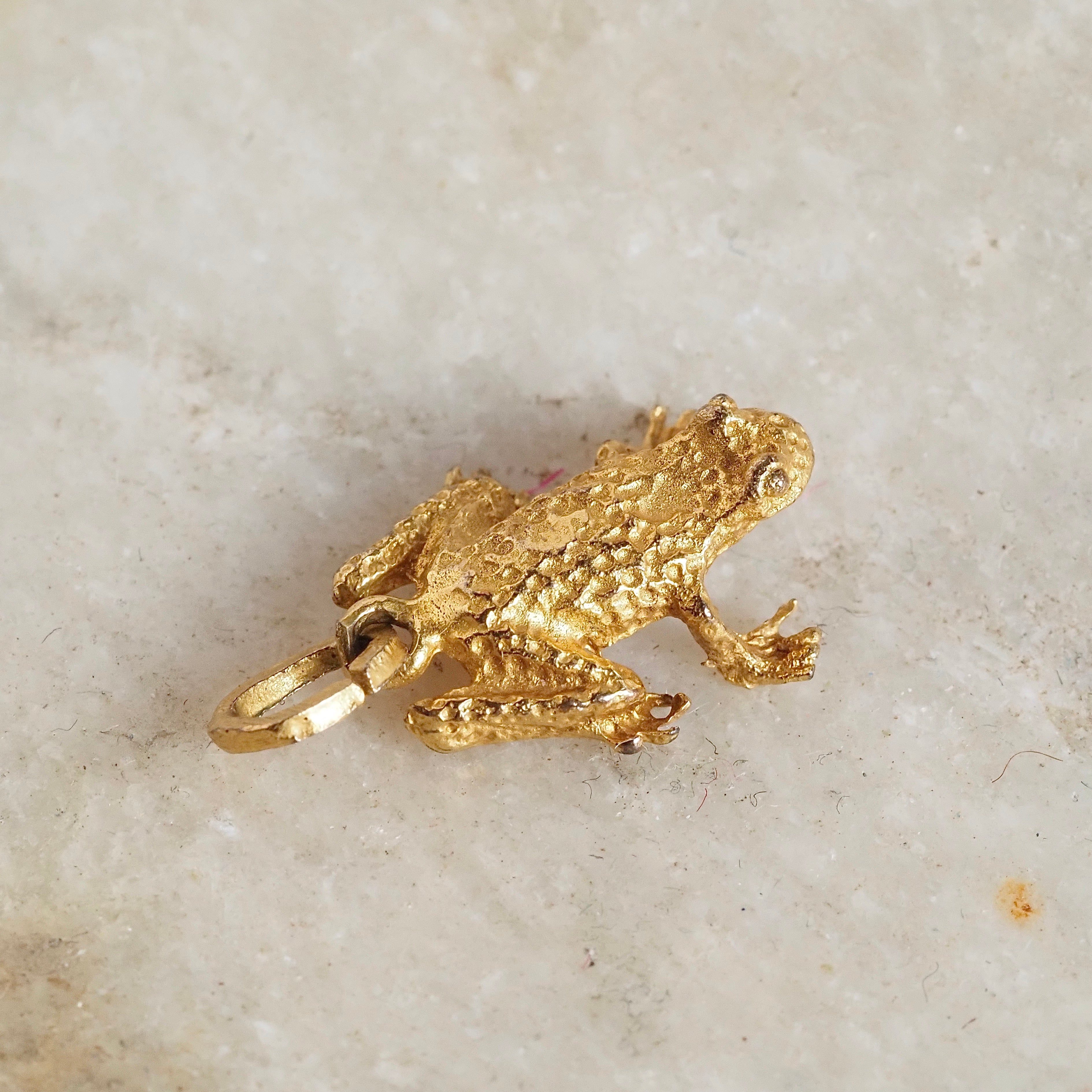 14k Gold Bloomed Frog Charm