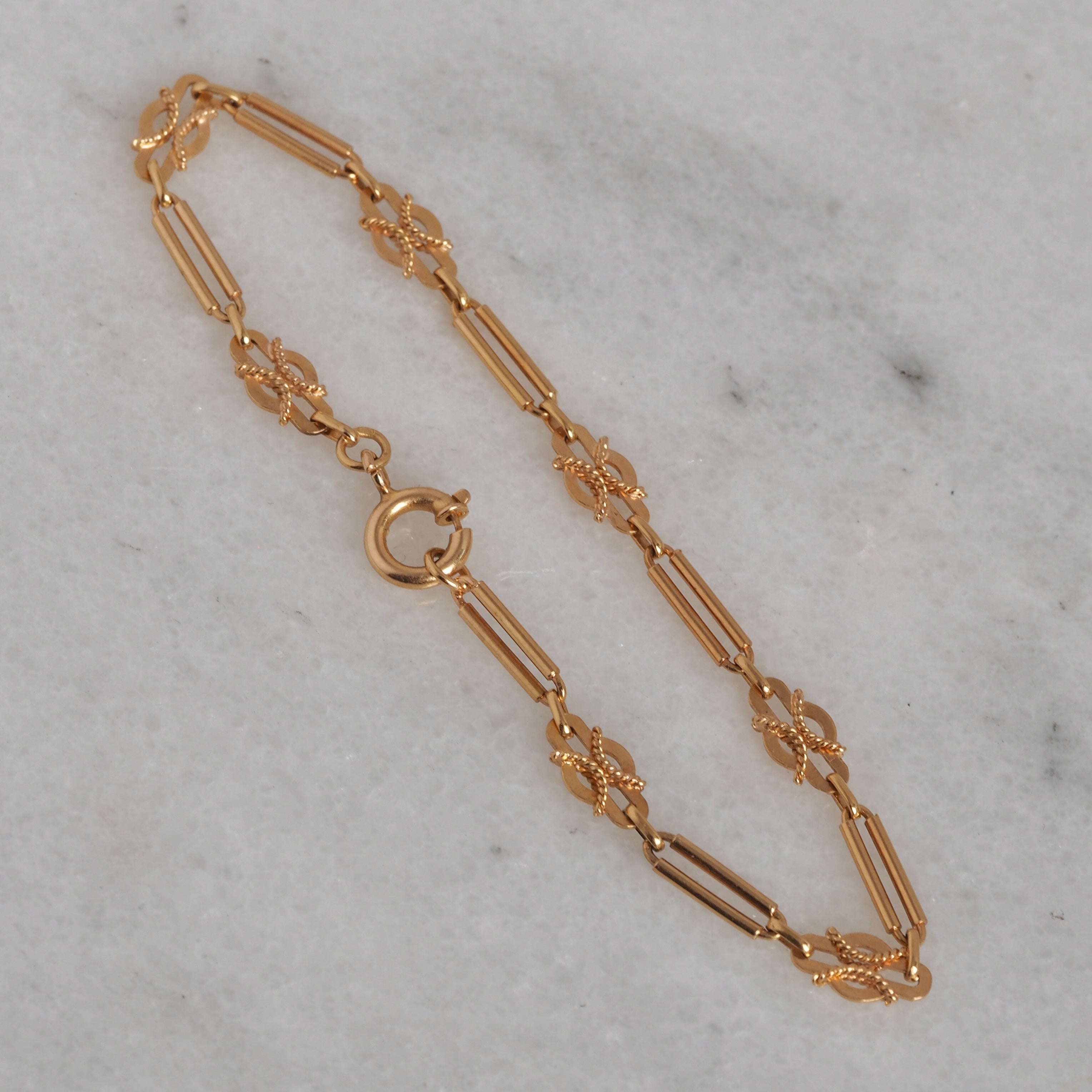 Vintage Portuguese 19k Gold Ornate Chain Bracelet