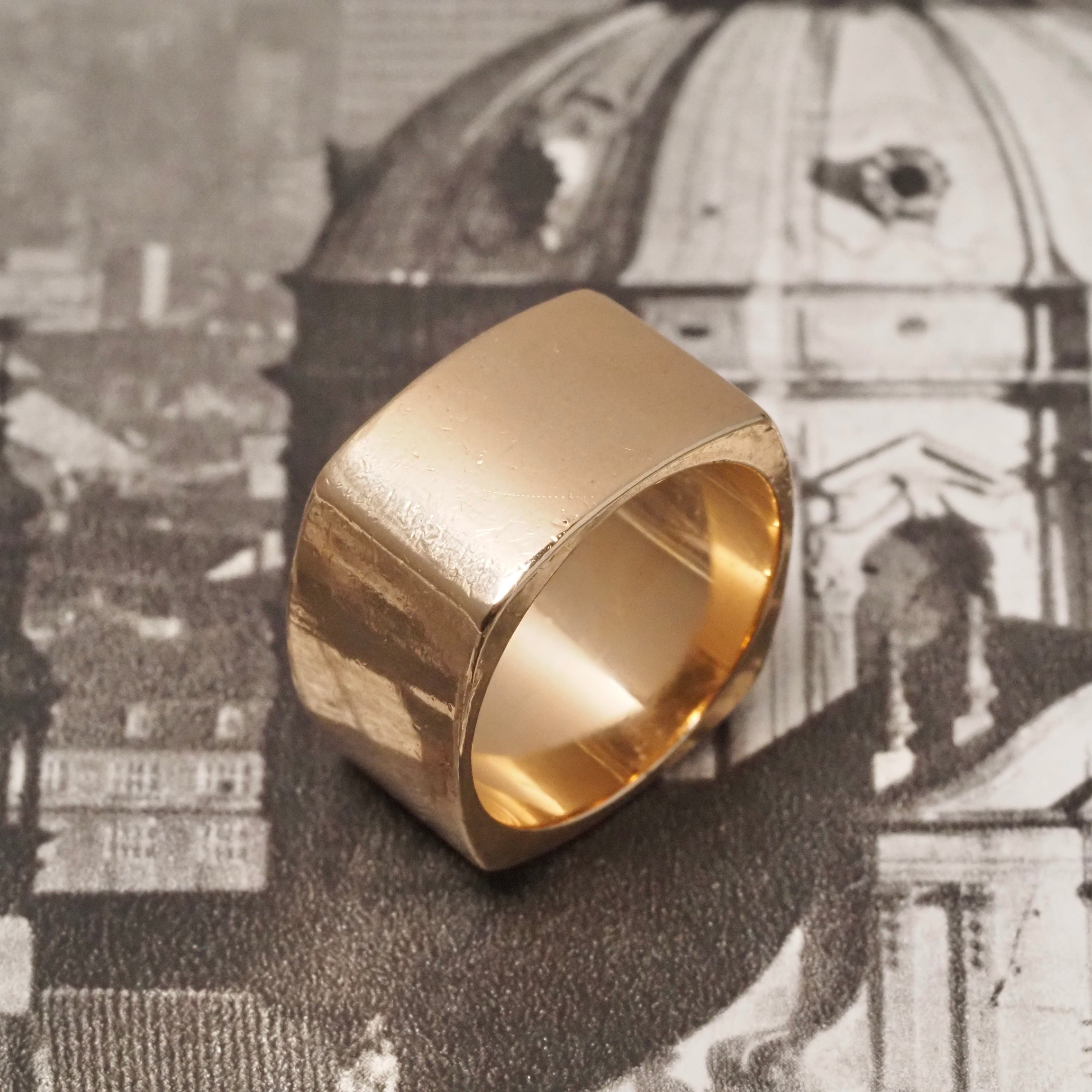 Vintage Squared 14k Gold Band