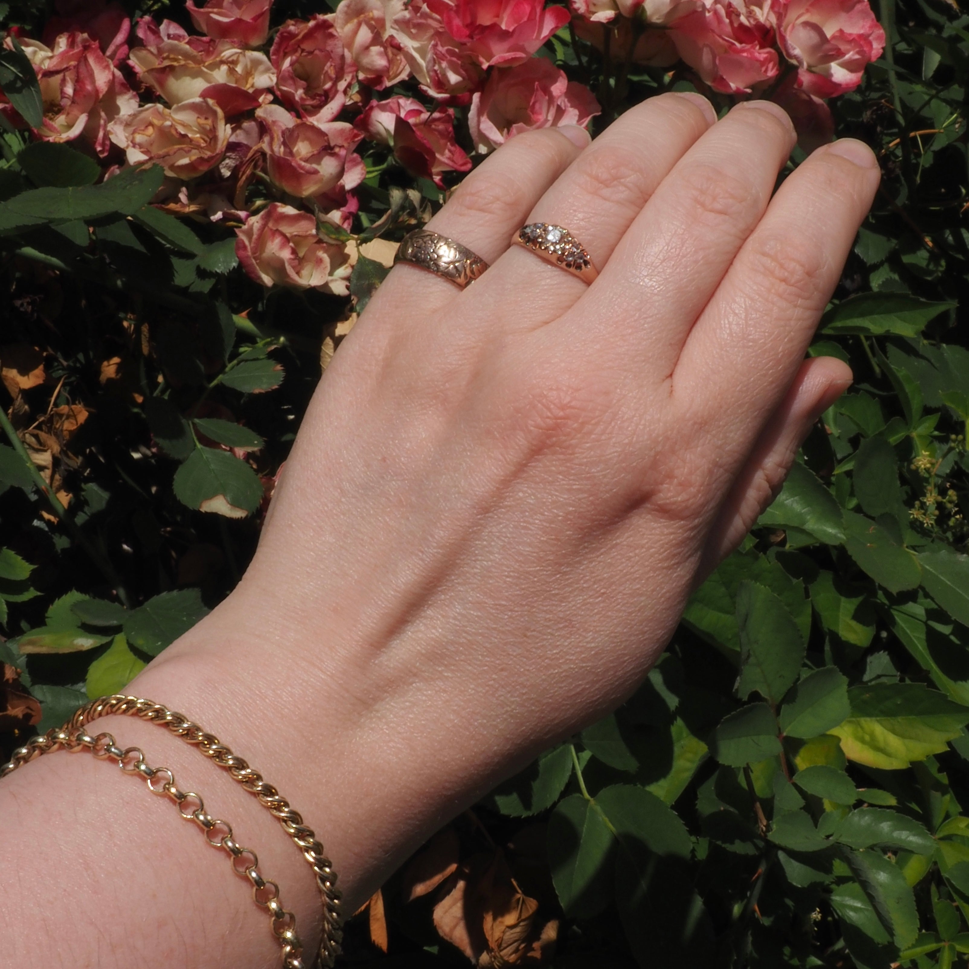 Antique Victorian Old Mine Cut and Rose Cut Diamond 10k Gold Engagement Ring