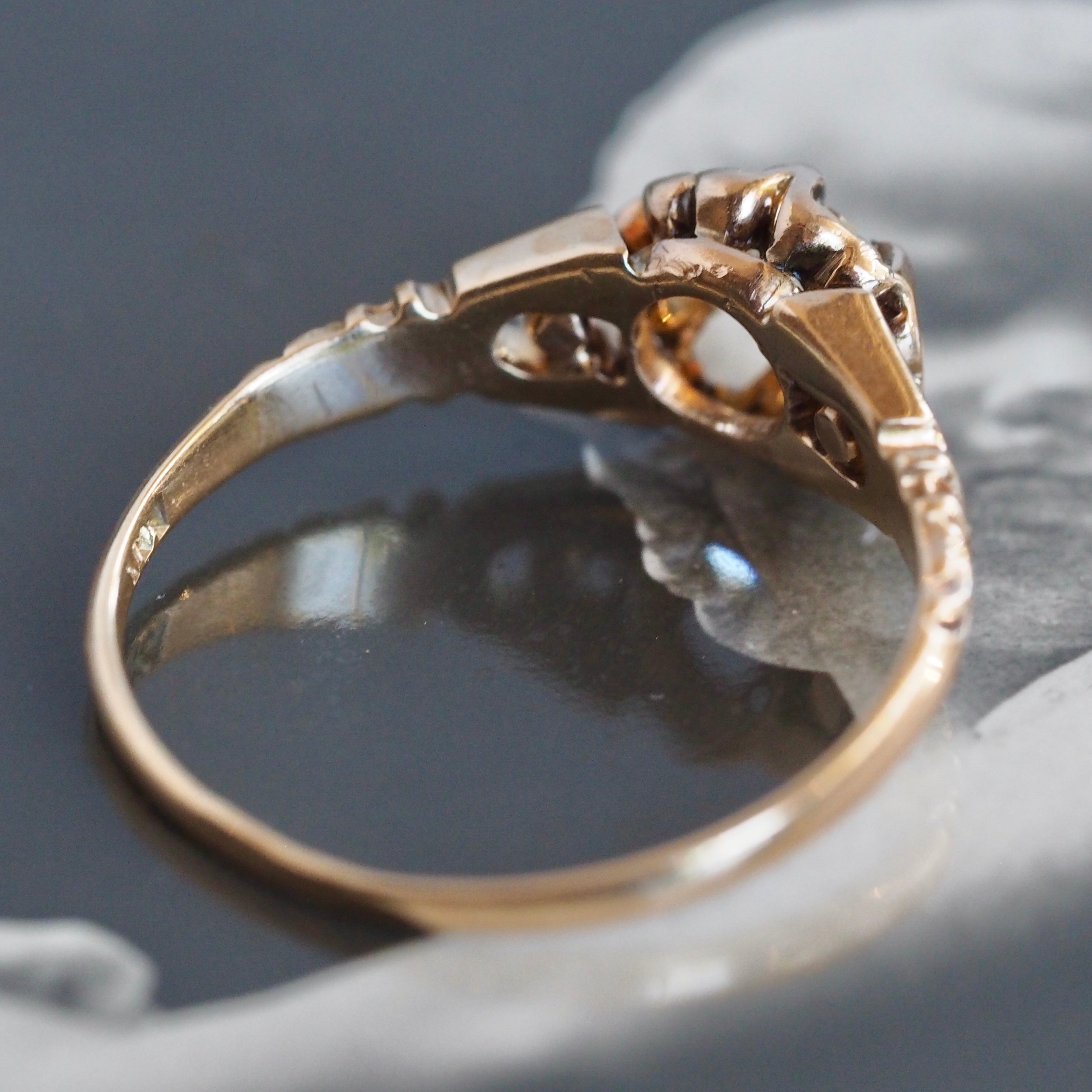 Antique Victorian 14k Gold Rose Cut Diamond Ring