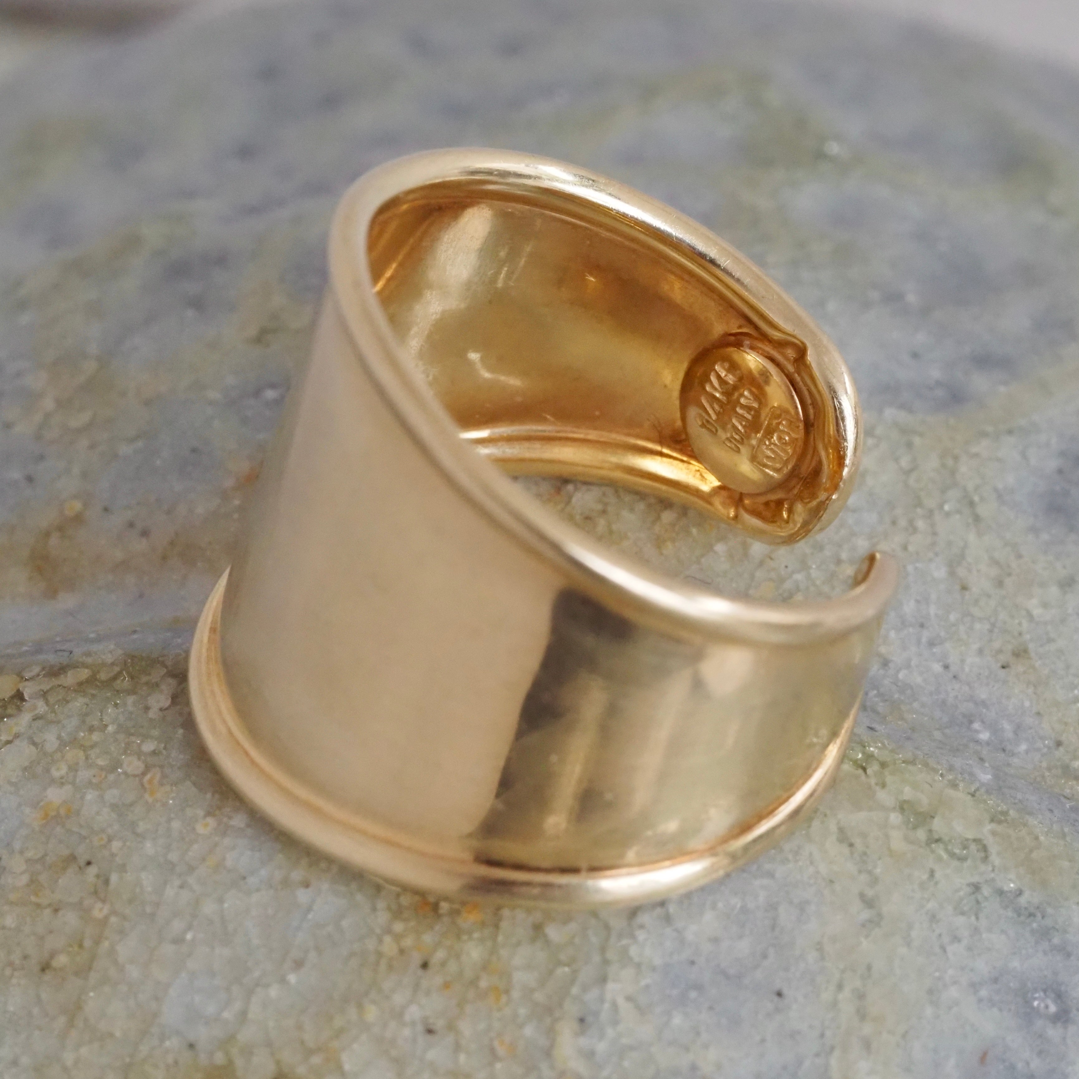 Vintage Italian Wide Tapered 14k Gold Band