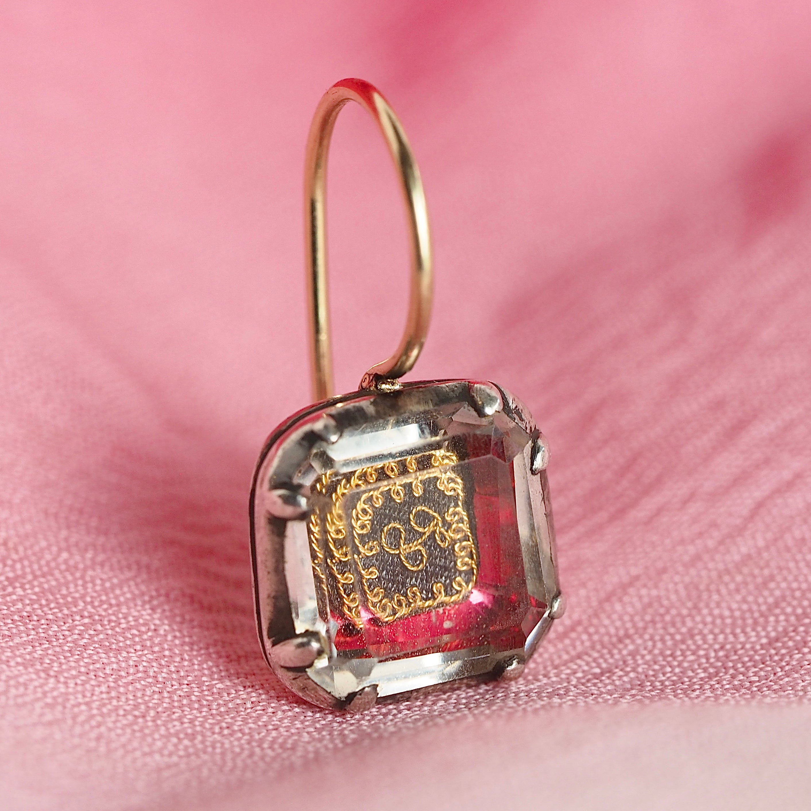 Antique Georgian Stuart Crystal Earrings with 14k Gold Wires