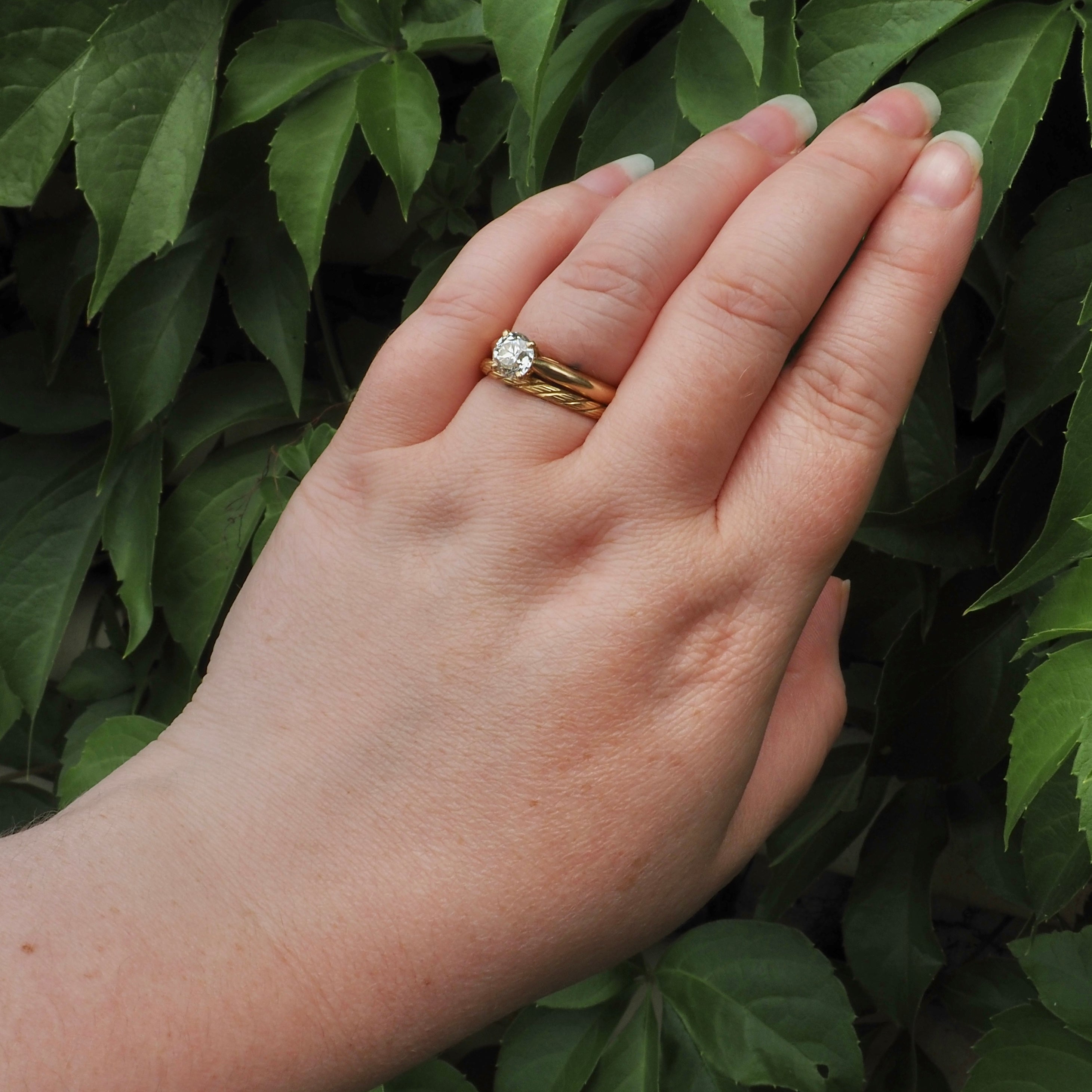 Vintage French 18k Gold Hand Engraved Rope Ring