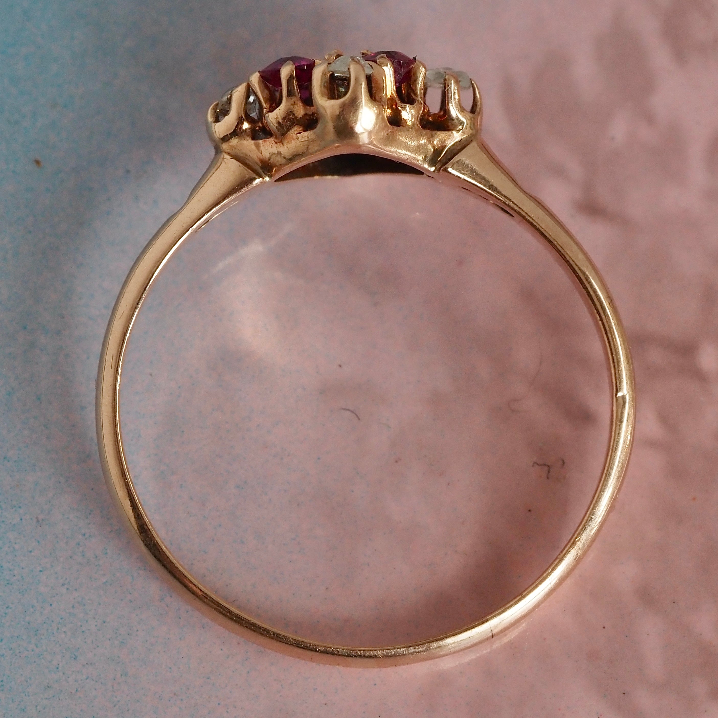 Antique Victorian Ruby & Diamond 14k Gold Ring