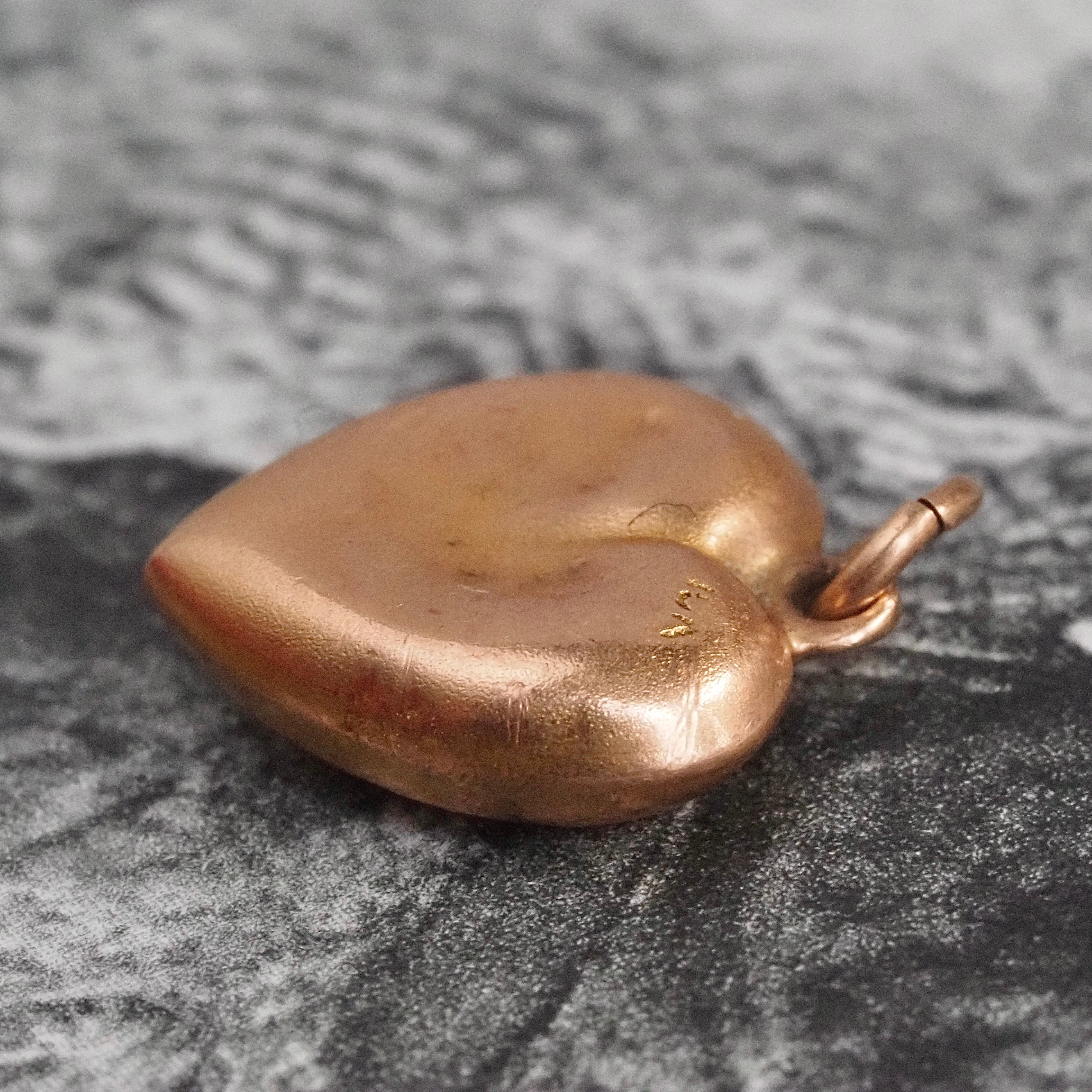 Antique Victorian Starburst Heart 10k Gold Charm