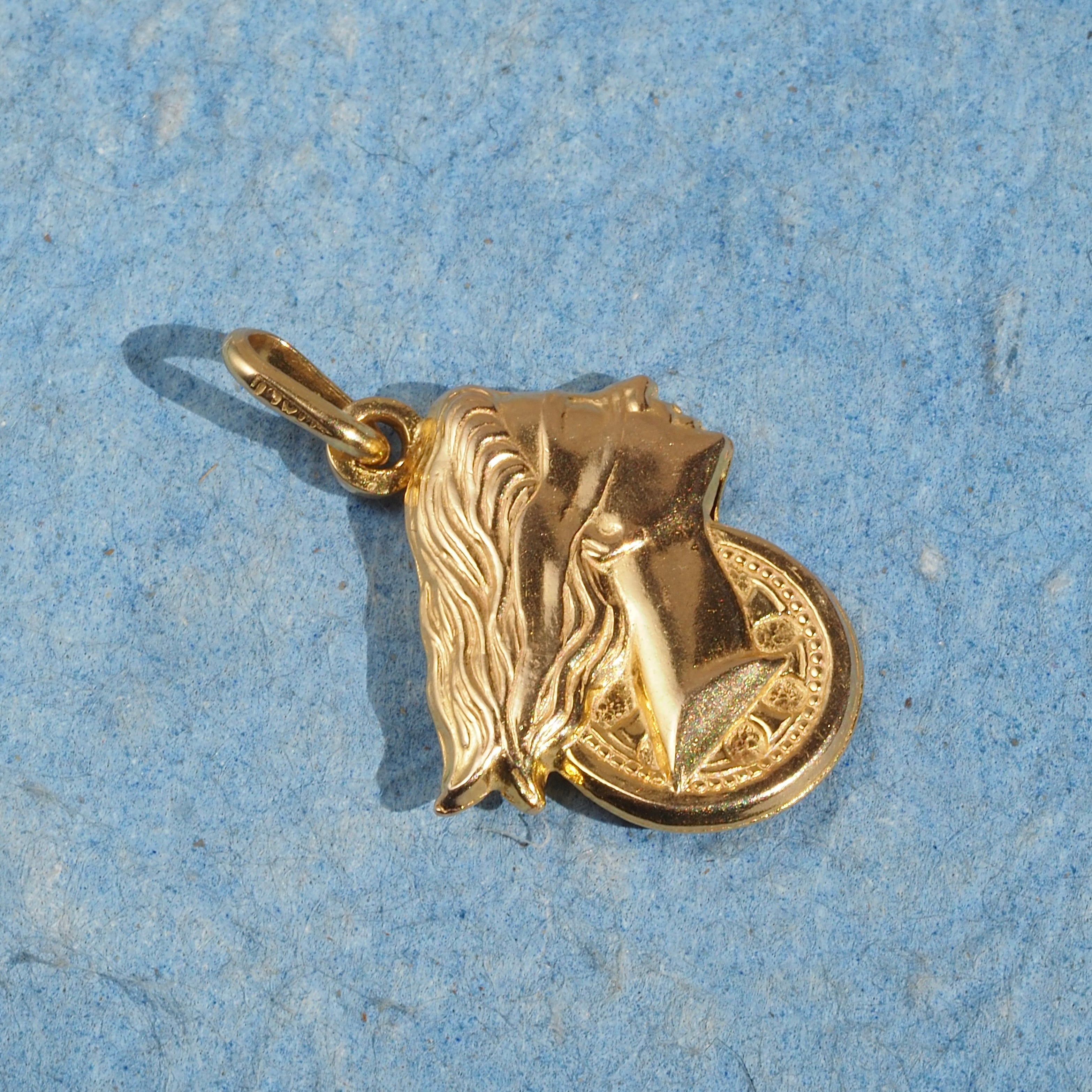 Vintage Italian Fortuna Goddess of Fortune 14k Gold Pendant