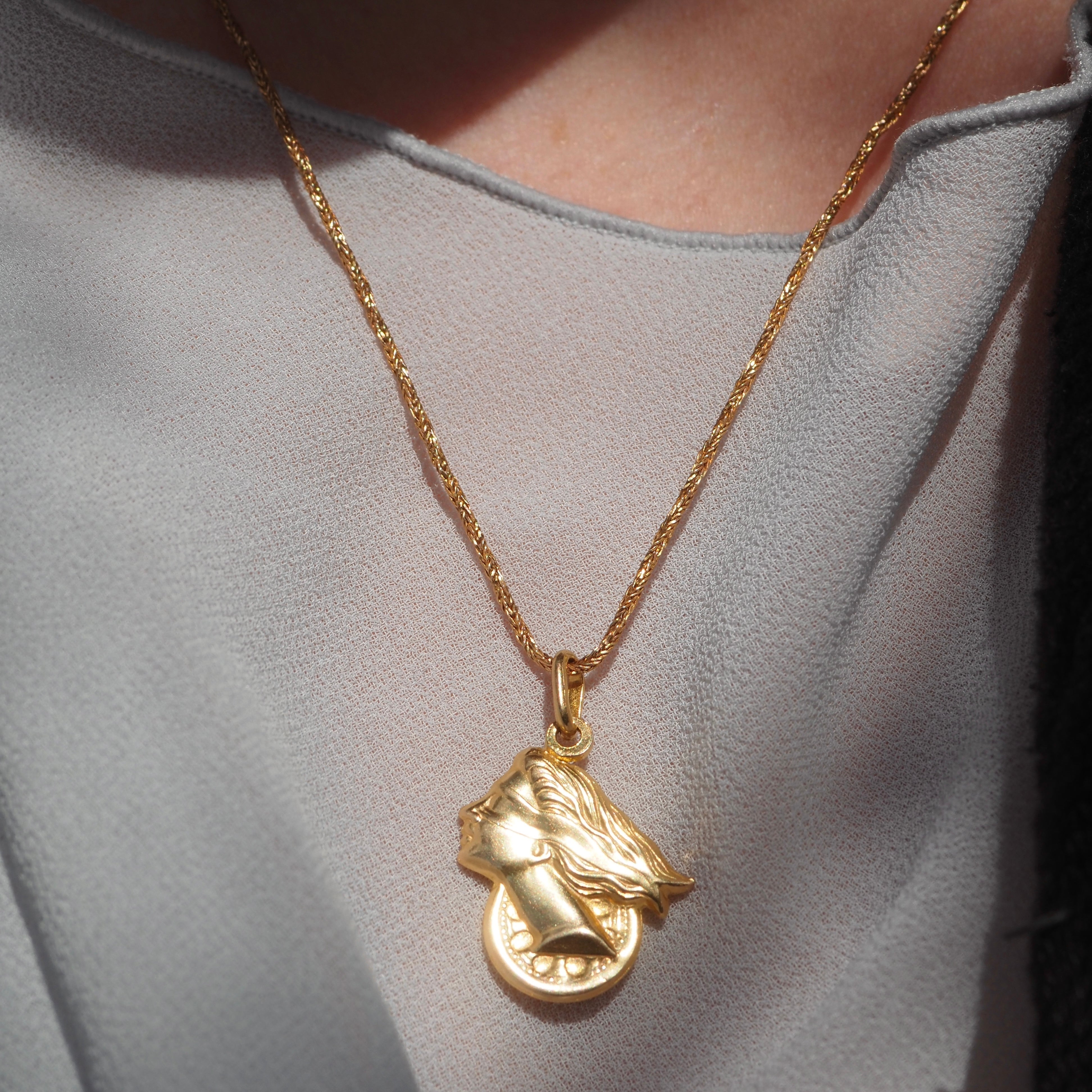 Vintage Italian Fortuna Goddess of Fortune 14k Gold Pendant