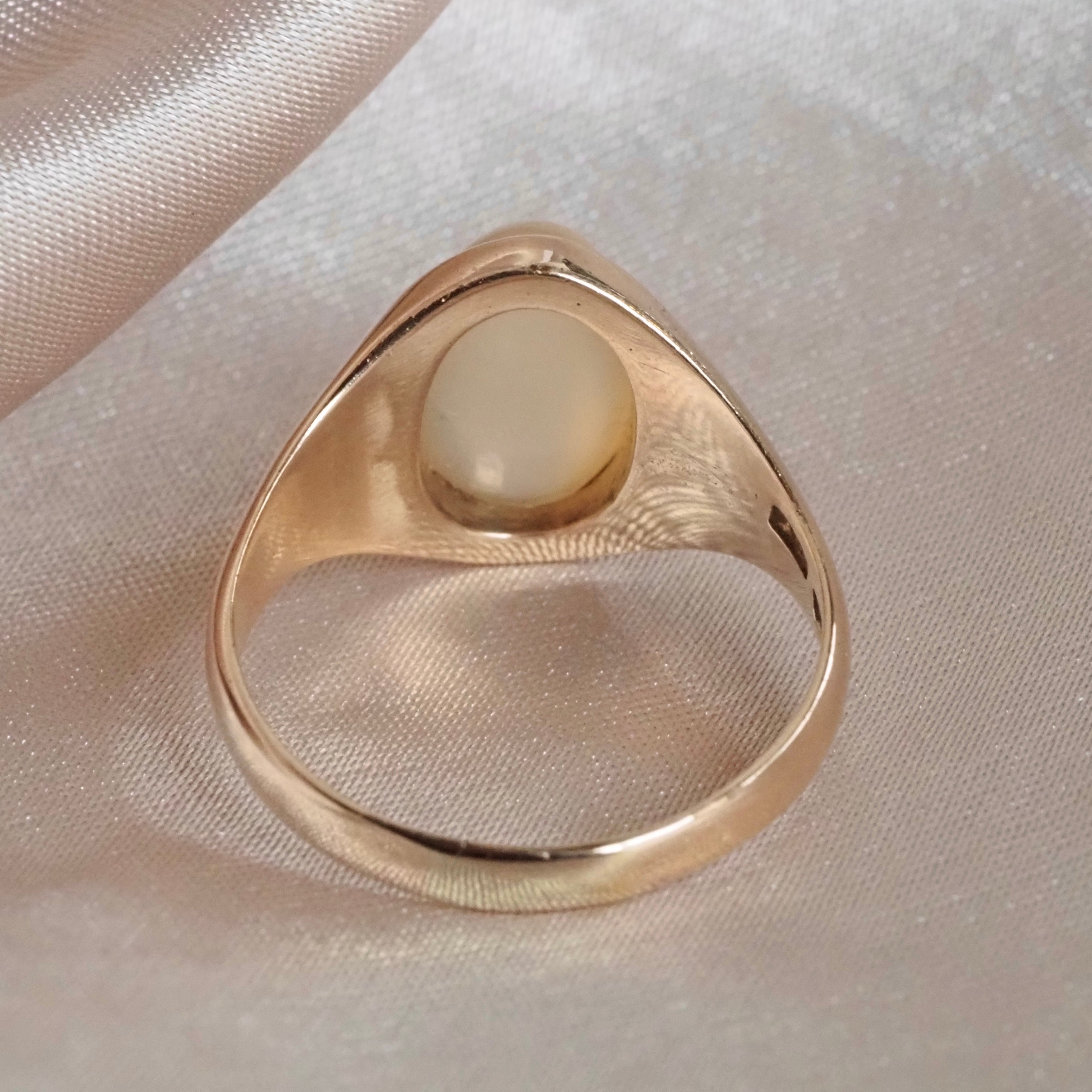 Antique Moonstone Signet 10k Gold Ring