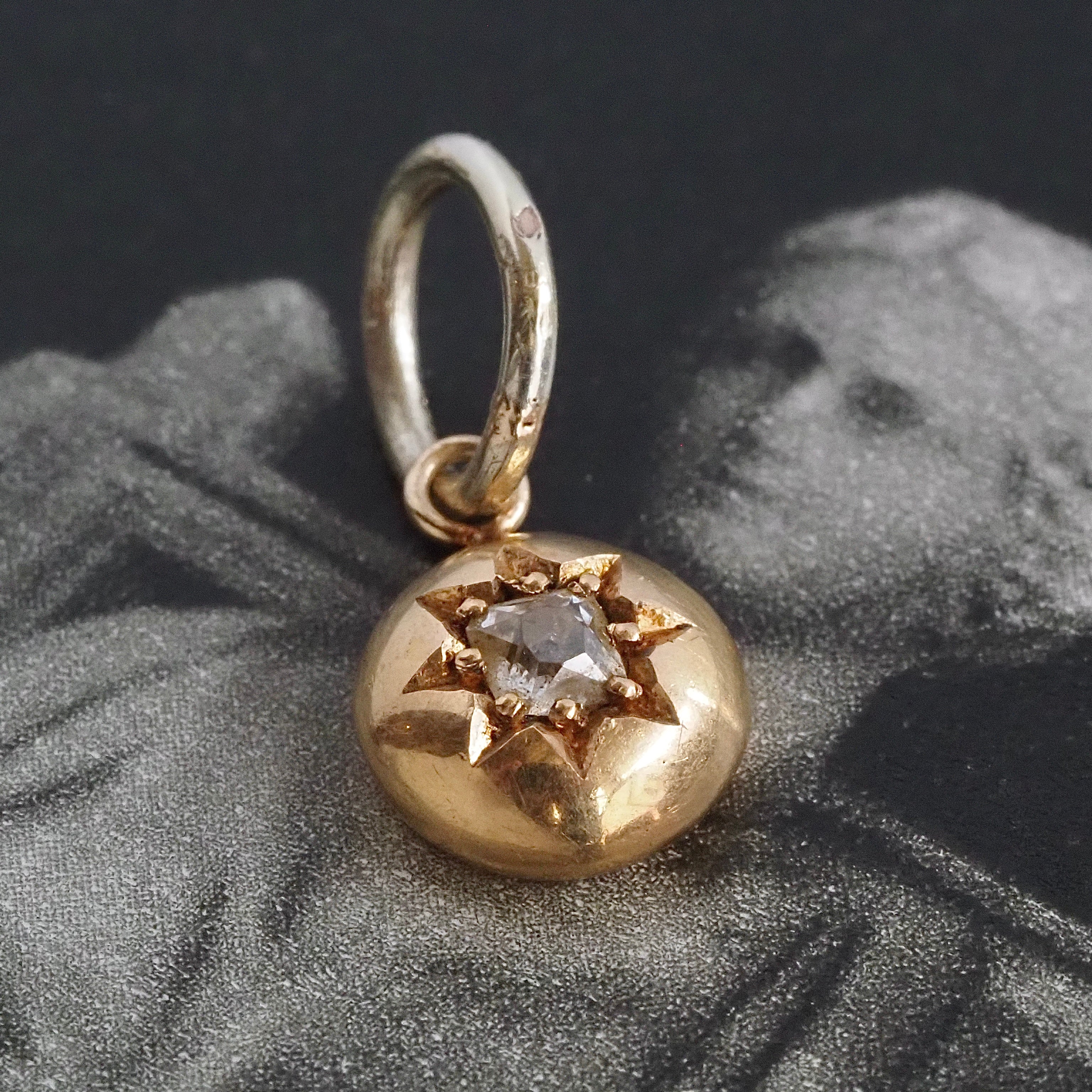 Antique Peruzzi Cut Diamond Starburst 18k & 14k Gold Pendant