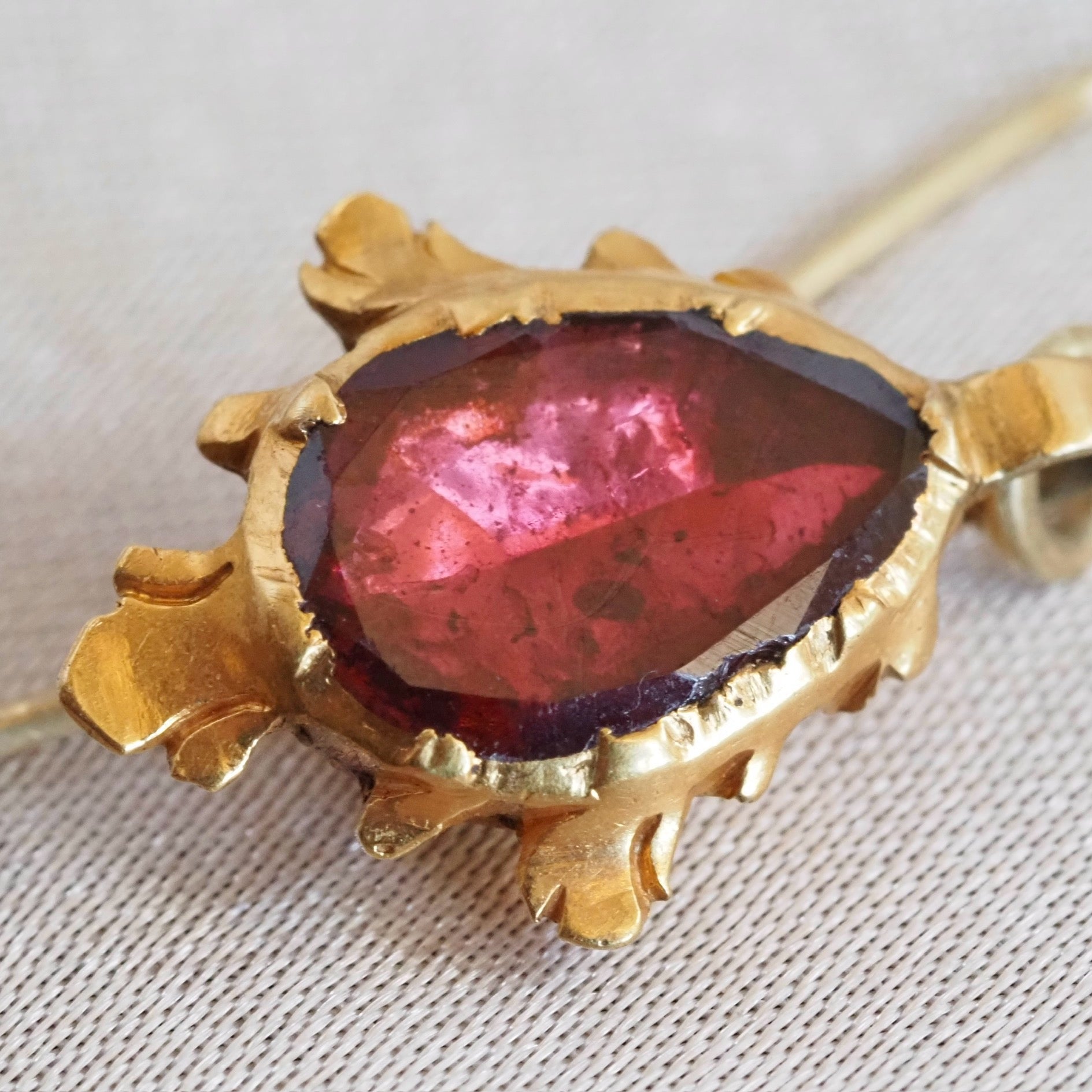 Antique Georgian 15k Gold Foil Backed Garnet Earrings