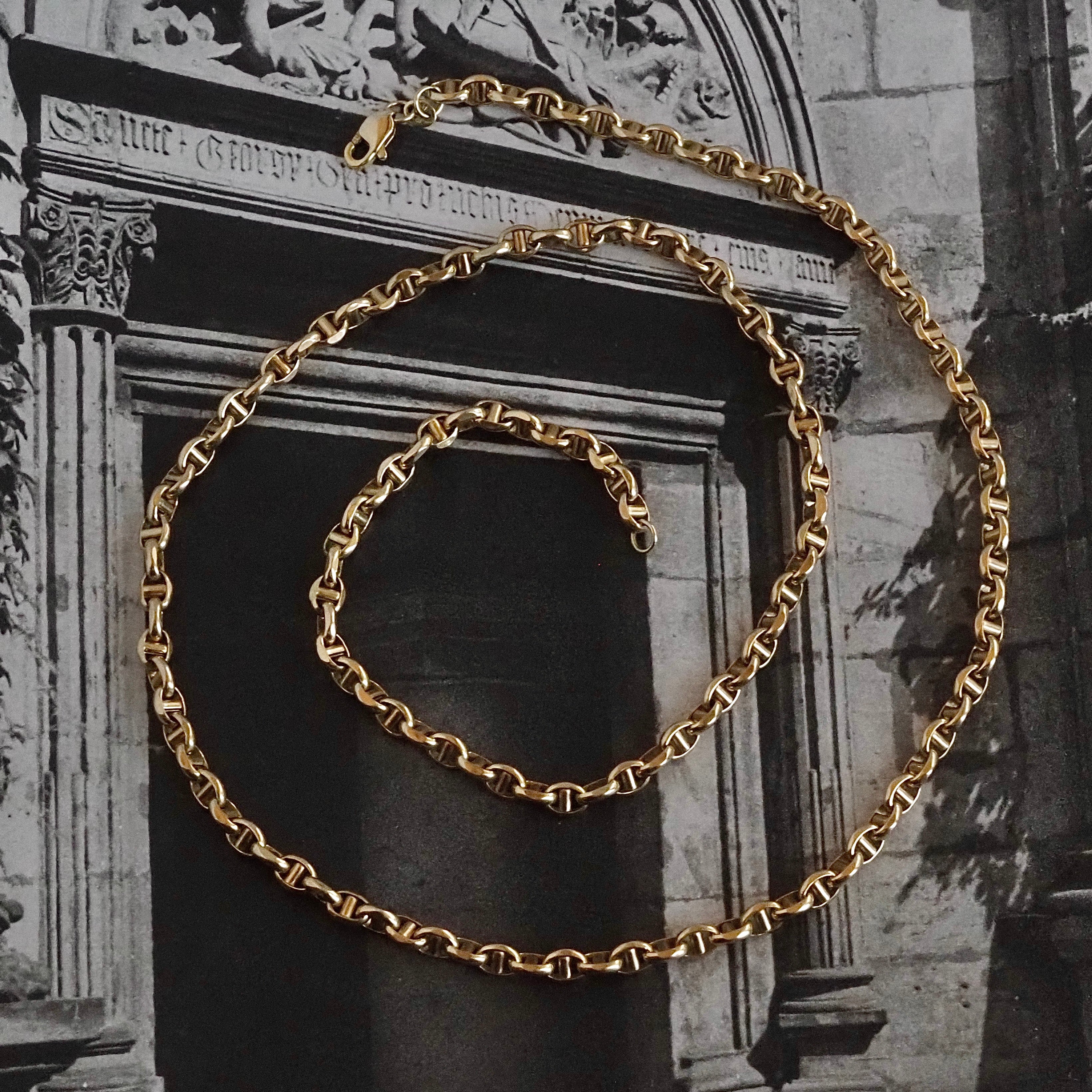 Vintage 10k Gold Faceted Mariner Chain