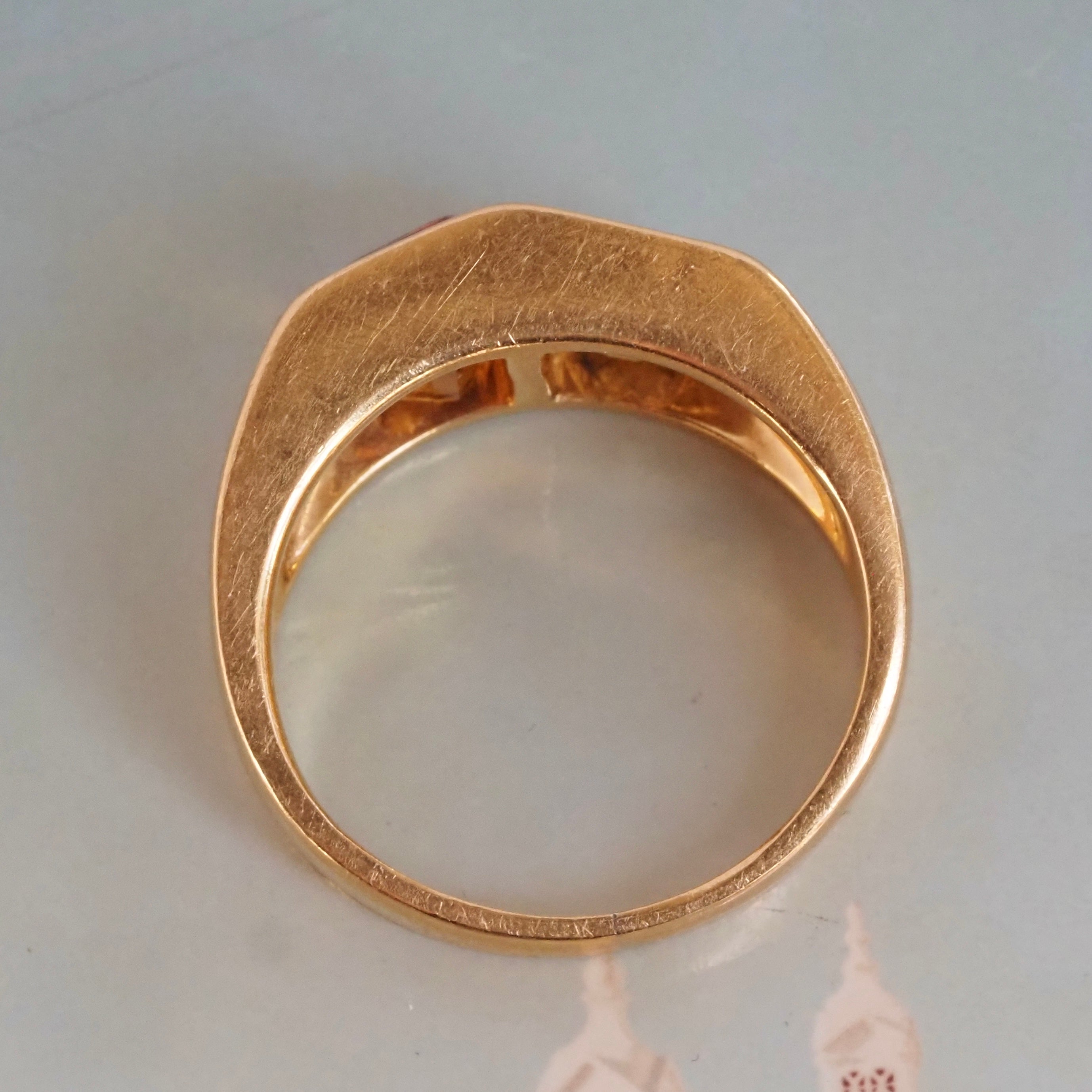 Vintage Italian Citrine and Beryl 18k Gold Ring