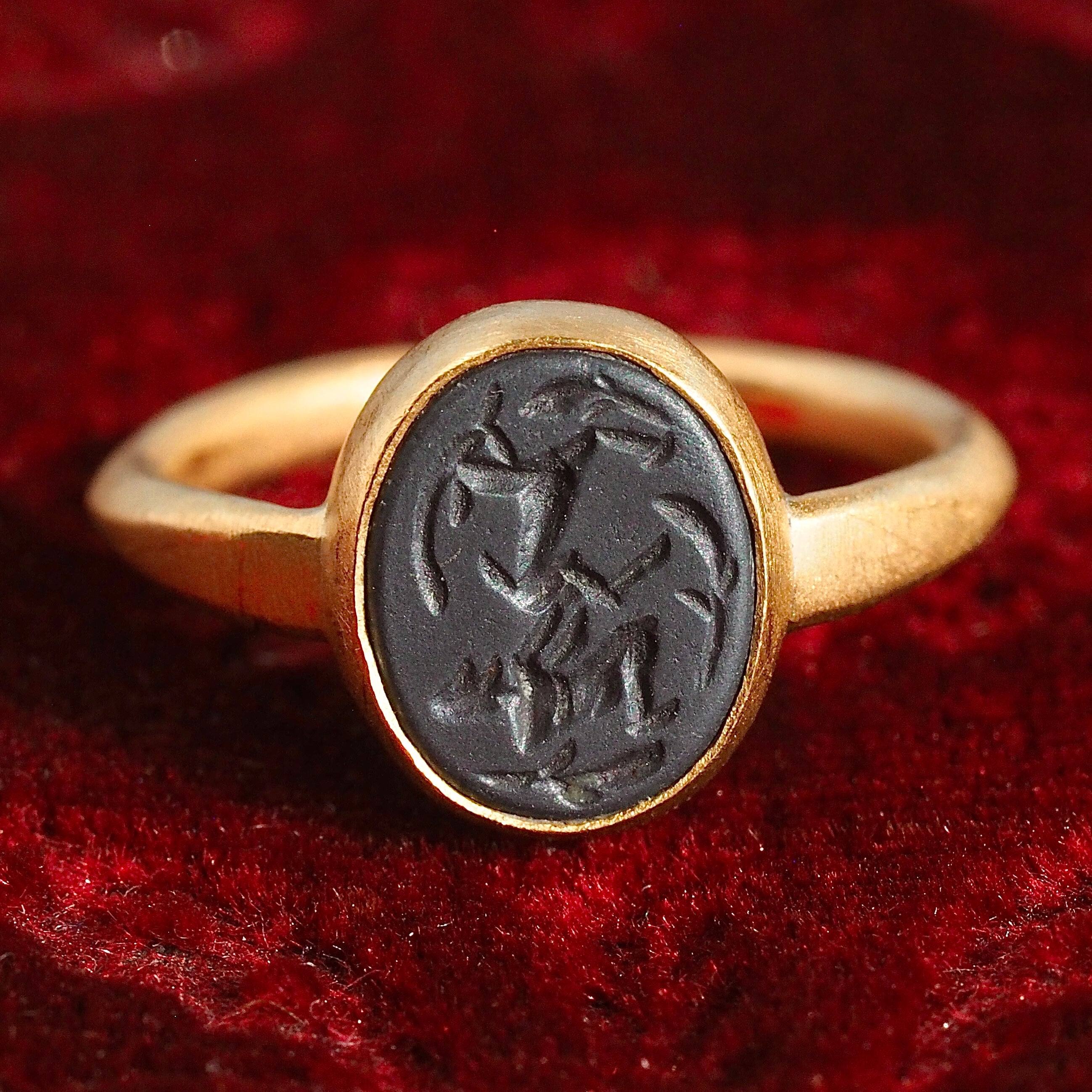 Matte 22k Gold Ceramic Intaglio Ring