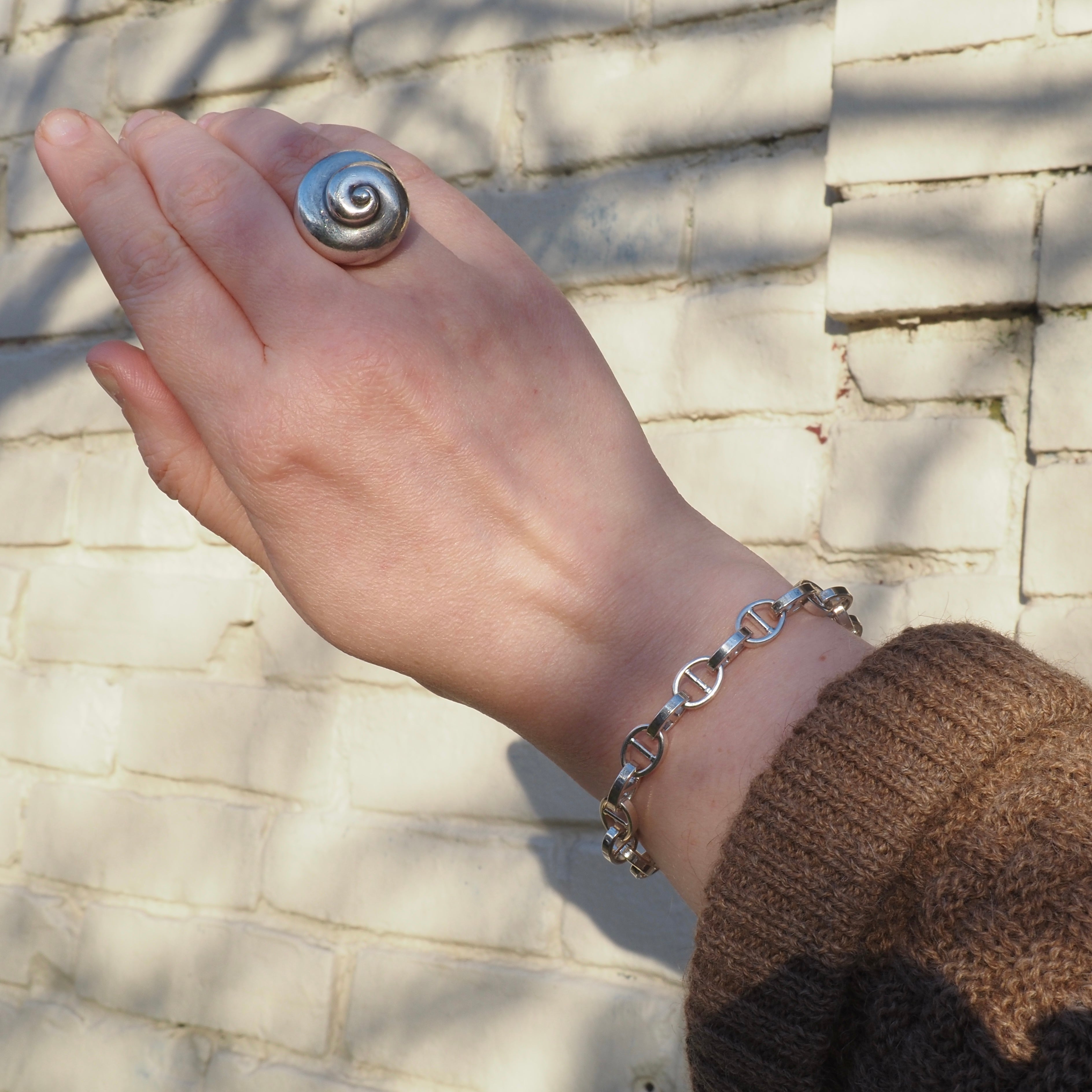 Vintage Italian Sterling Silver Mariner Link Chain Bracelet