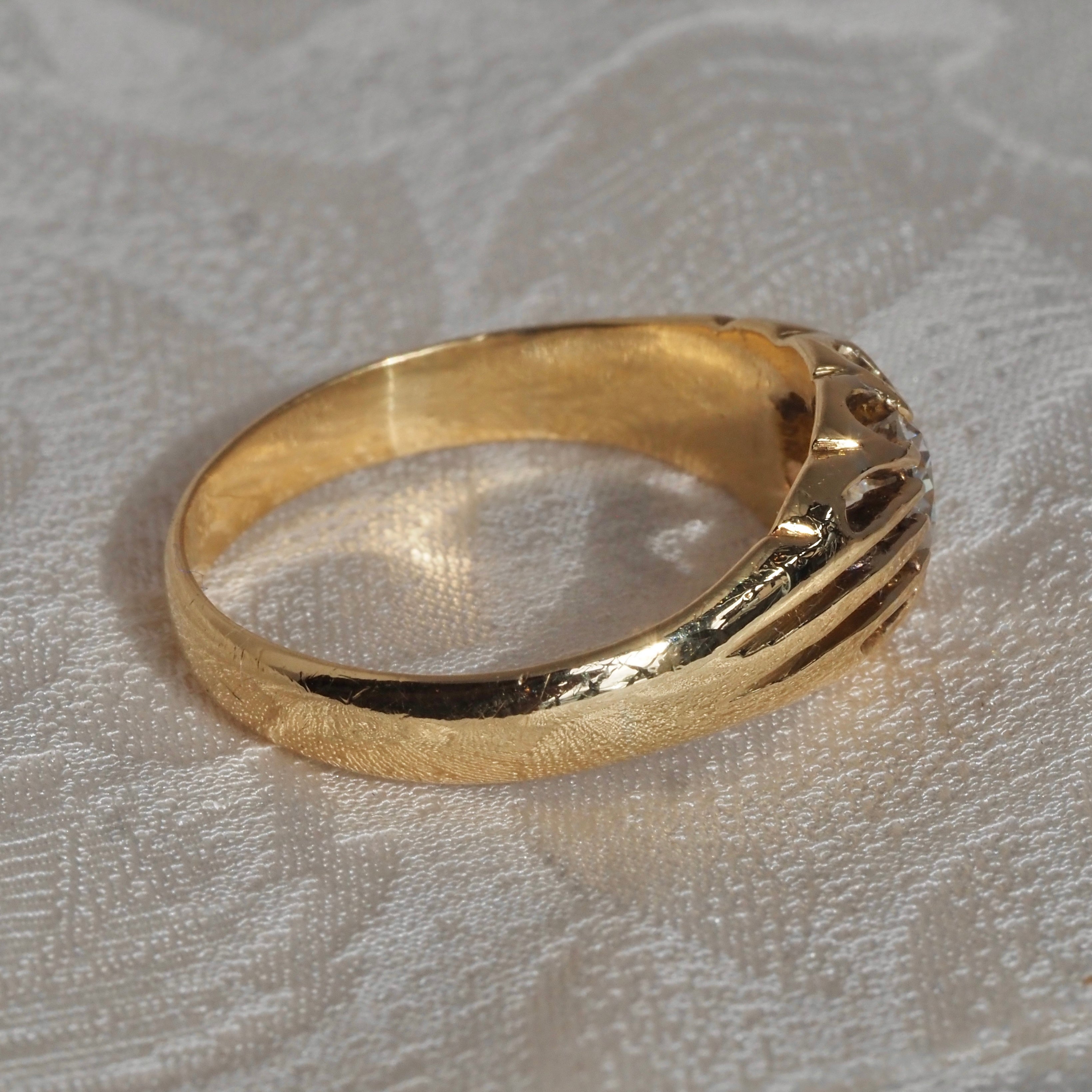 ON HOLD Antique English Old European Cut Diamond 18k Gold Belcher Set Engagement Ring