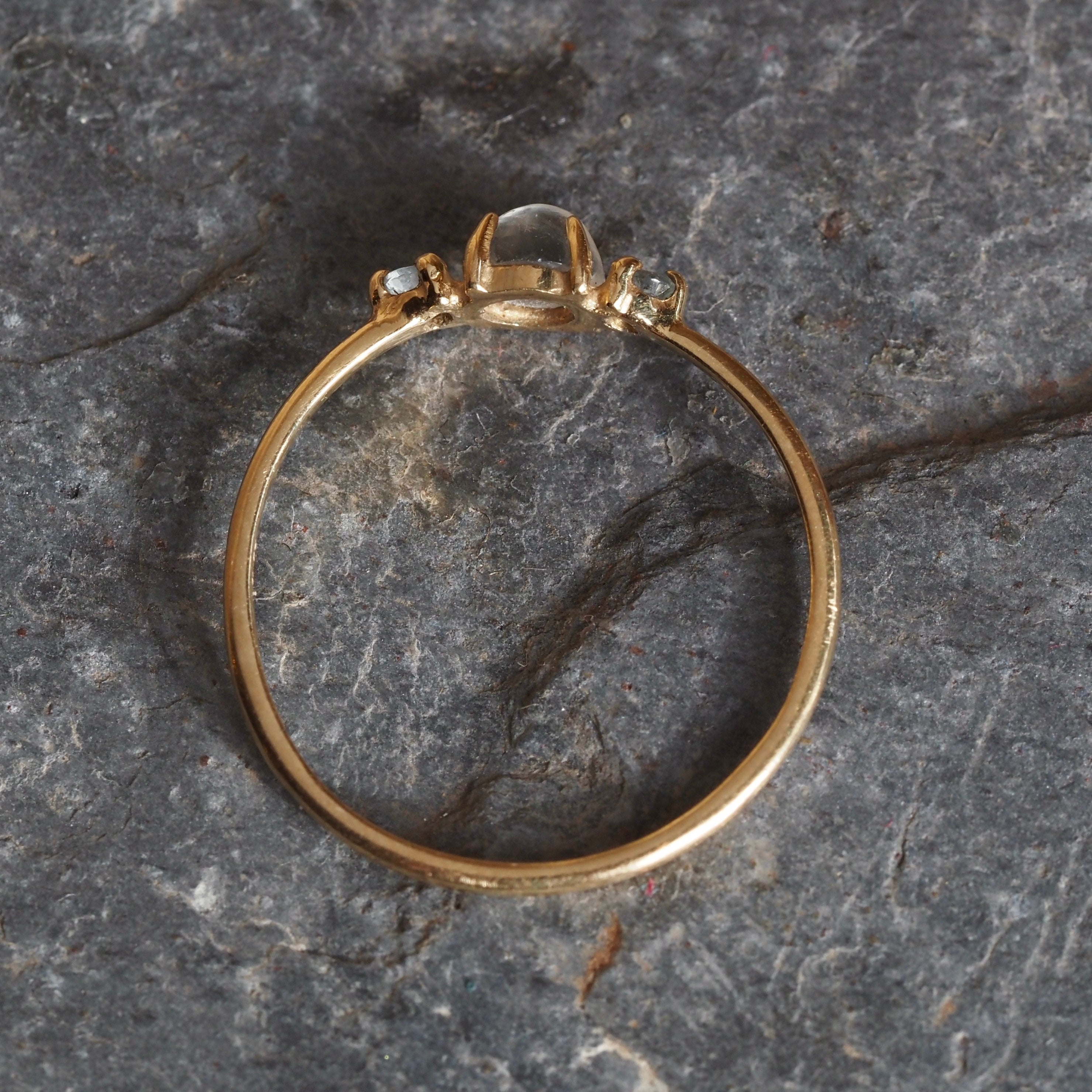 Moonstone and Aquamarine 14k Gold Ring