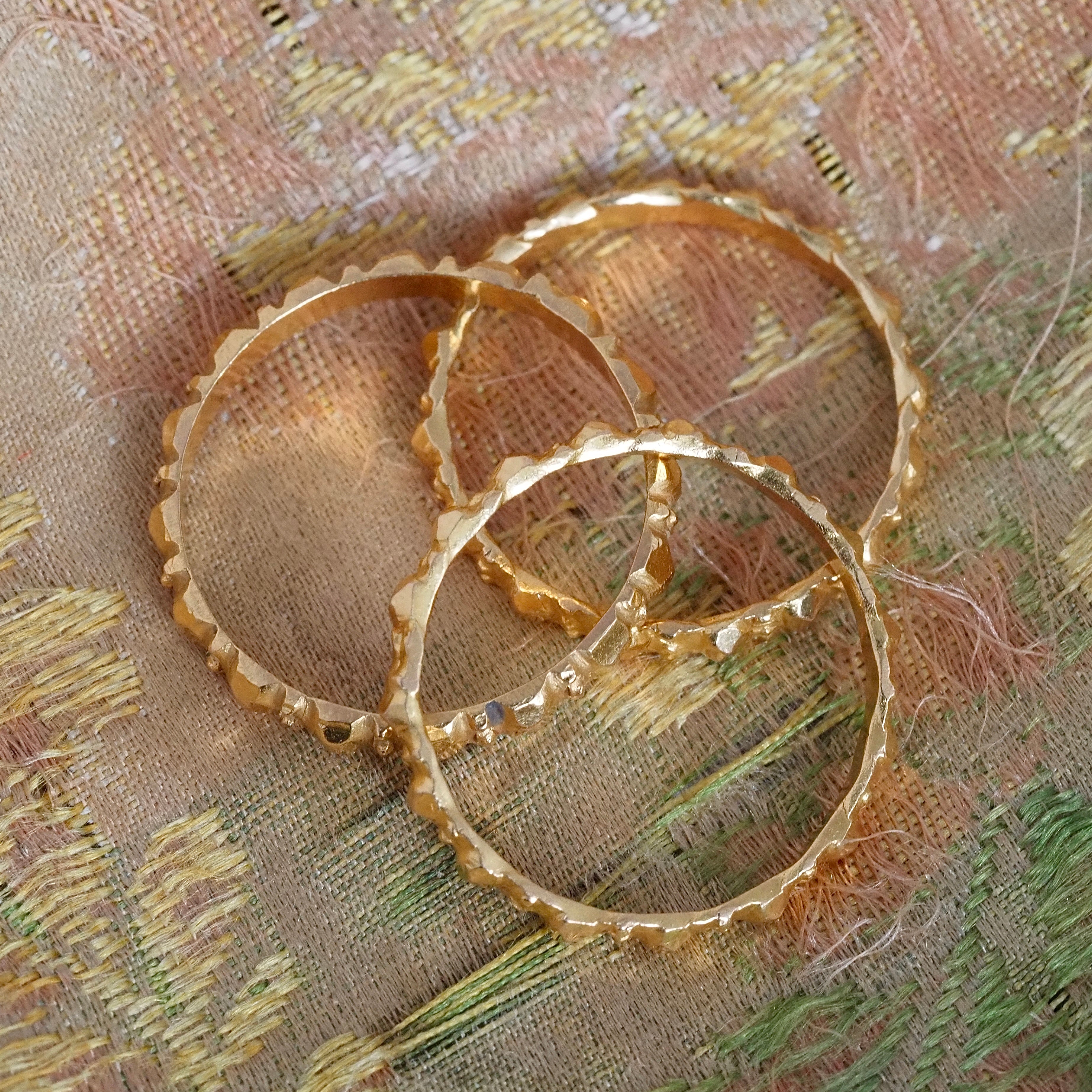 Set of Three Vintage 22k Gold Textured Stacking Rings