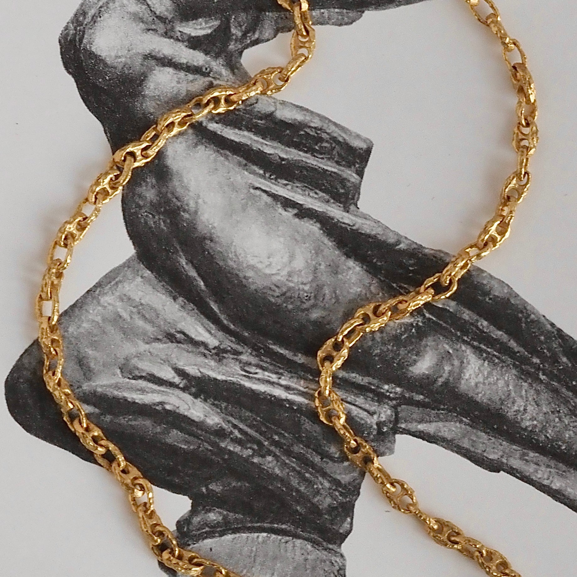 Vintage Italian Brutalist Mariner 18k Green Gold Chain Necklace