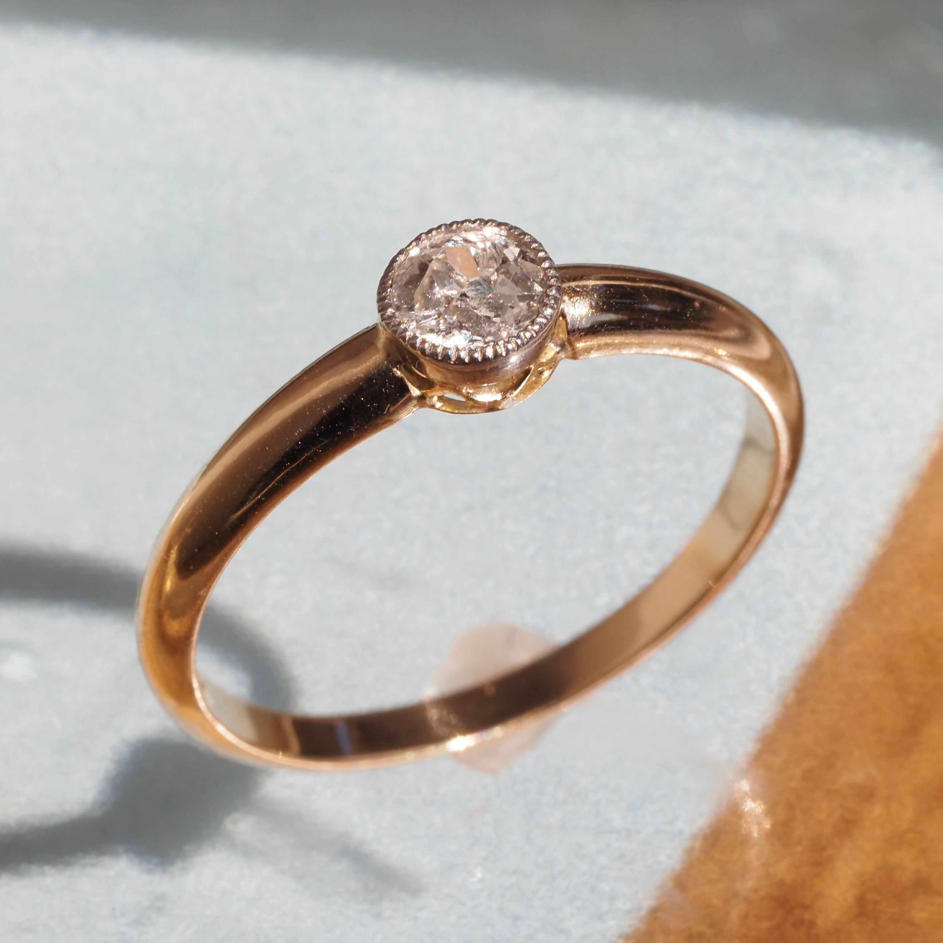 Vintage Old European Diamond 14k Gold Platinum Ring