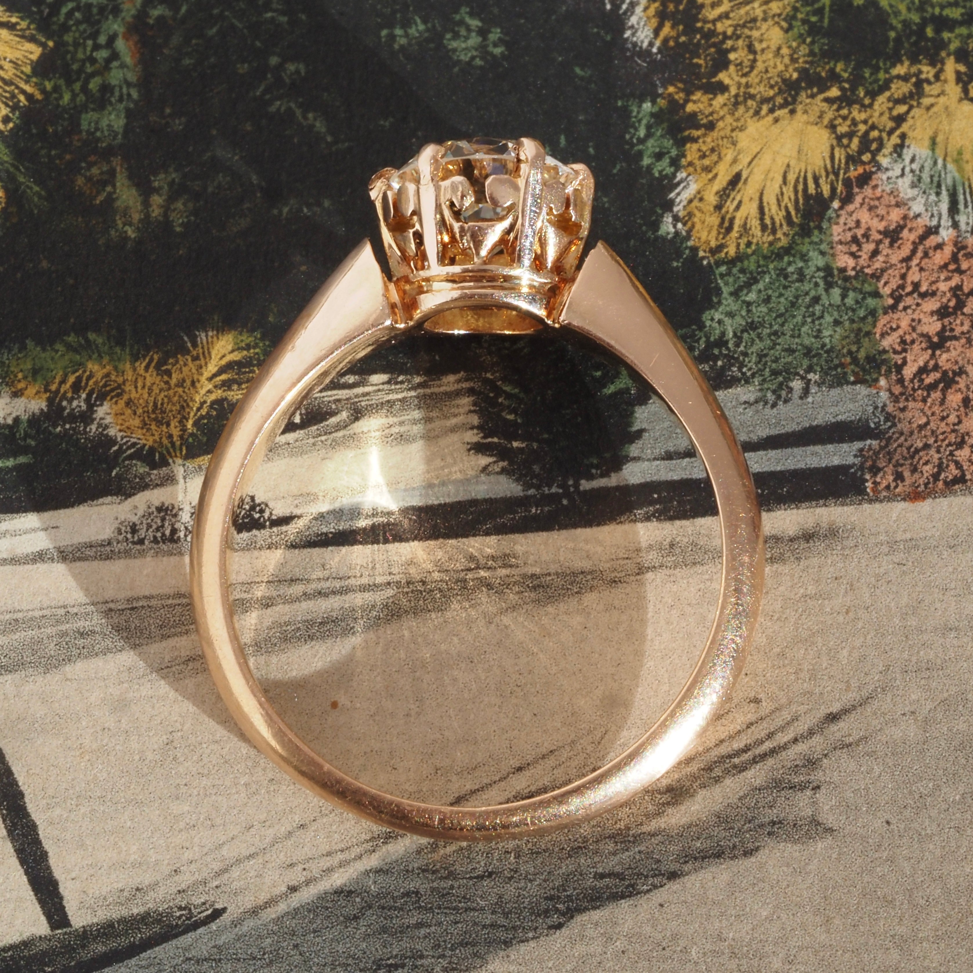 Antique Victorian Old European Cut Diamond 18k Gold Solitaire Engagement Ring