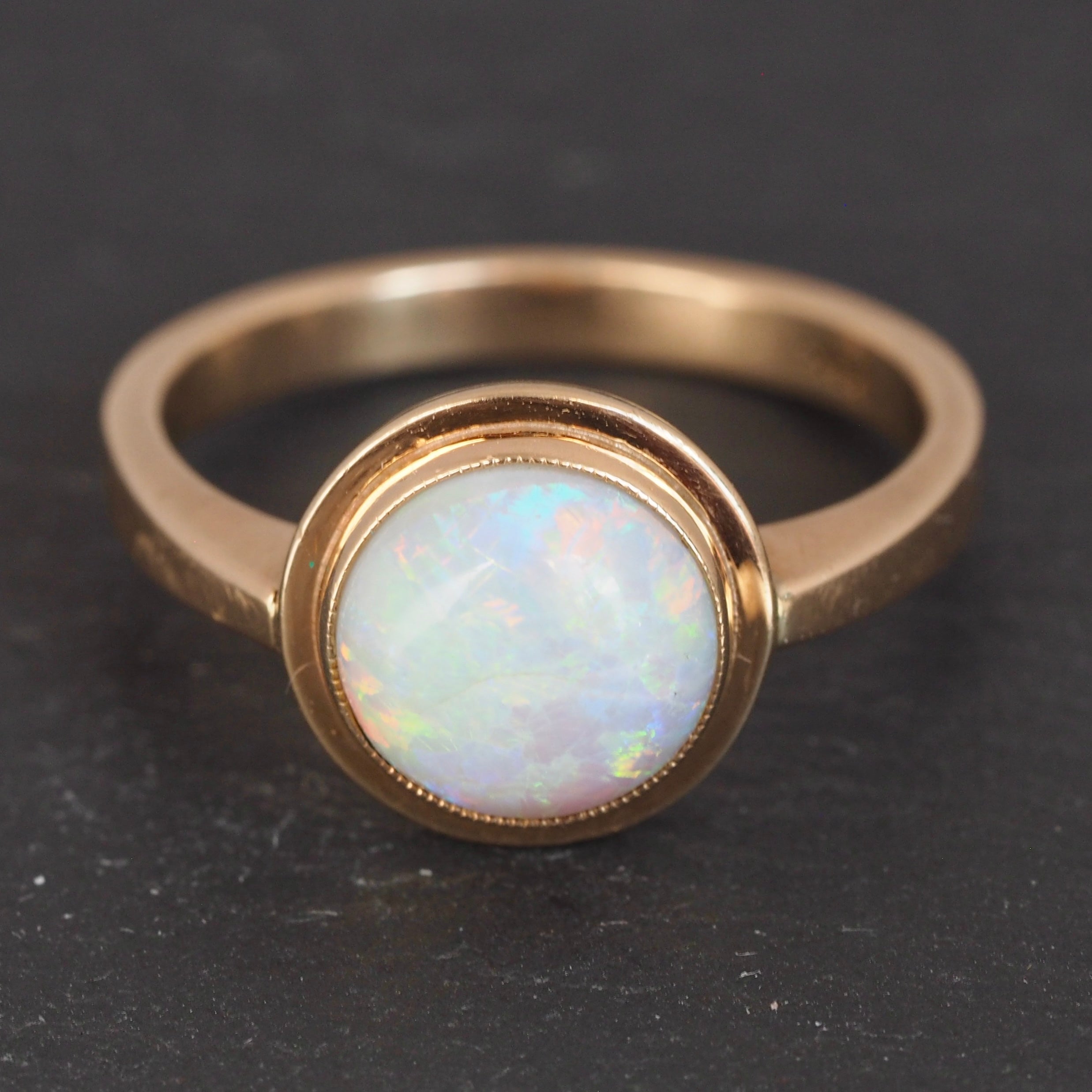 Mid Century Modern 14k Gold Opal Ring