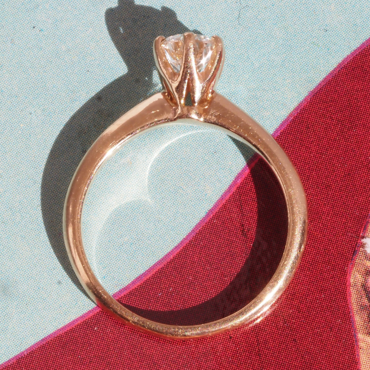 Vintage Round Brilliant Cut Diamond 14k Gold Knife Edge Solitaire Engagement Ring