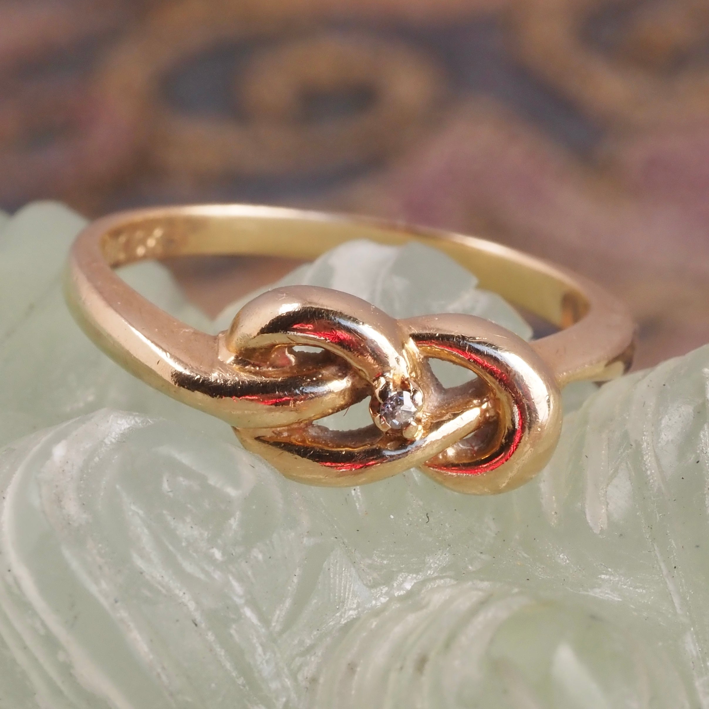 Vintage 10k Gold Tiny Diamond Knot Ring