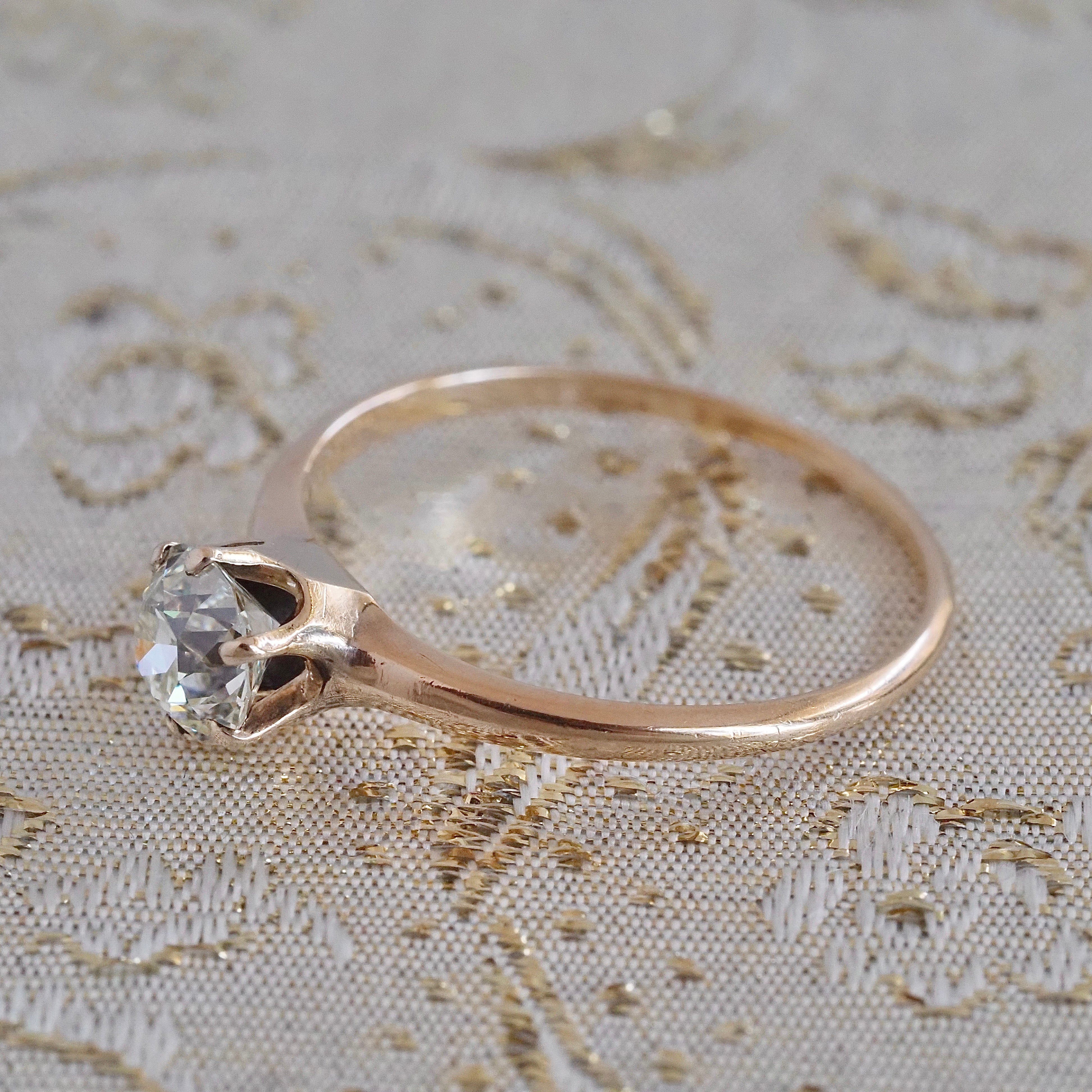 Vintage Old European Cut Diamond 14k Gold Engagement Ring