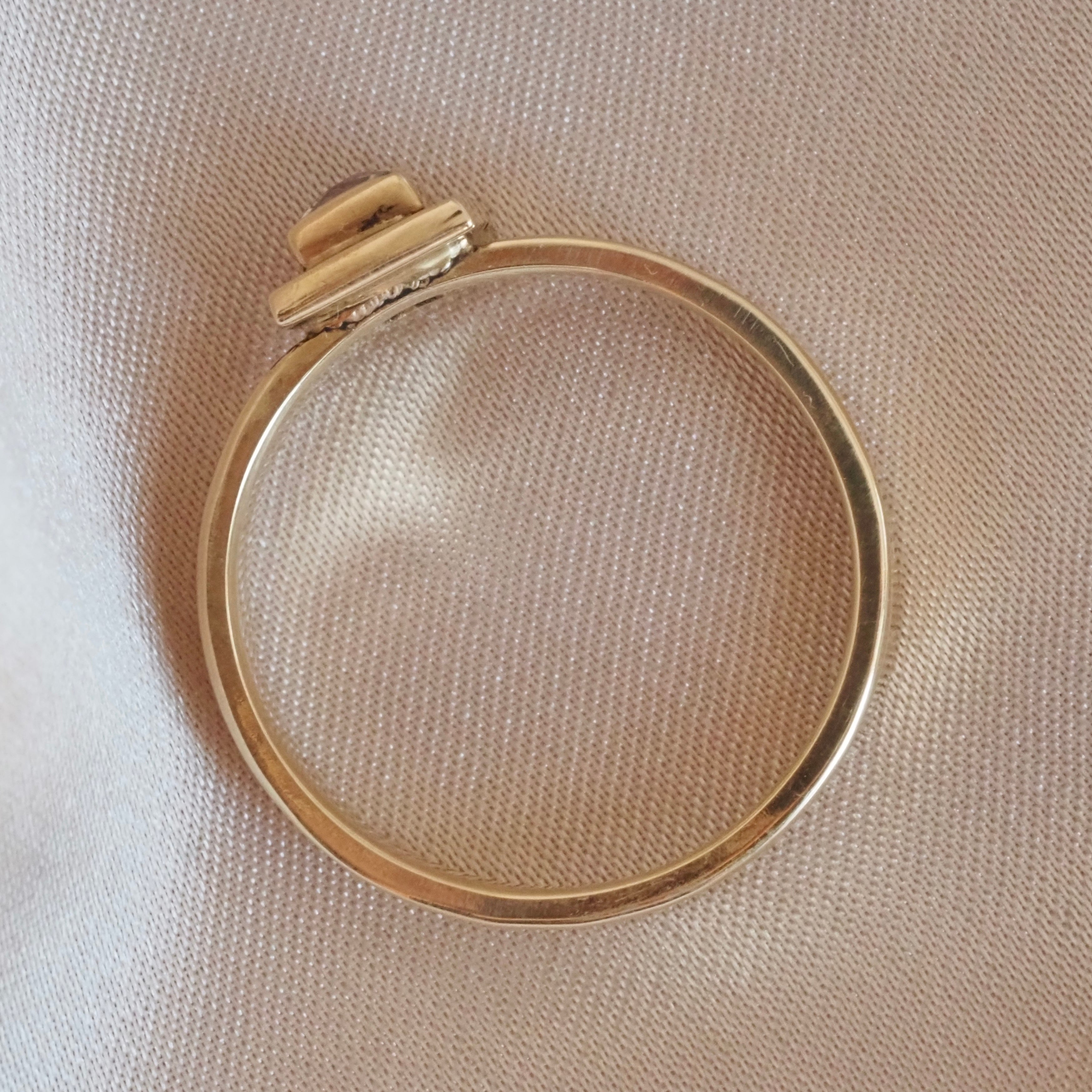 Vintage Square Bezel Set Peruzzi Diamond 14k Gold Solitaire Engagement Ring