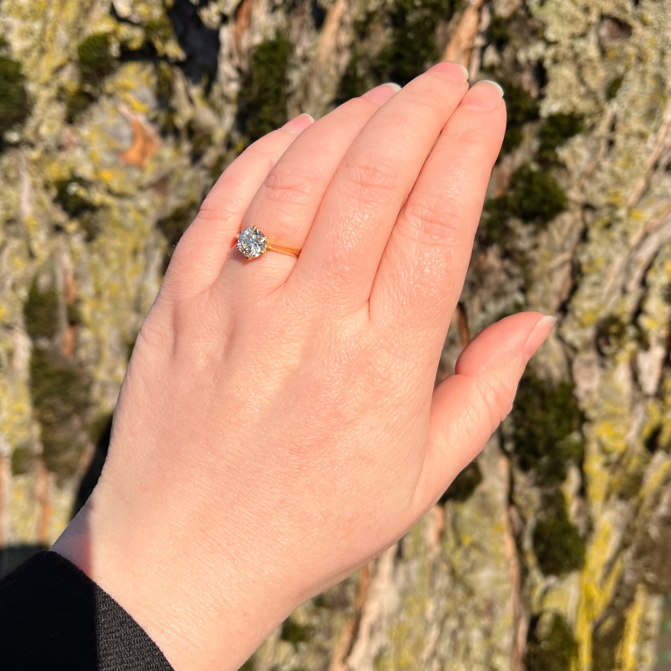 Vintage French 1.43ct Old European Cut Diamond 18k Gold Engagement Ring