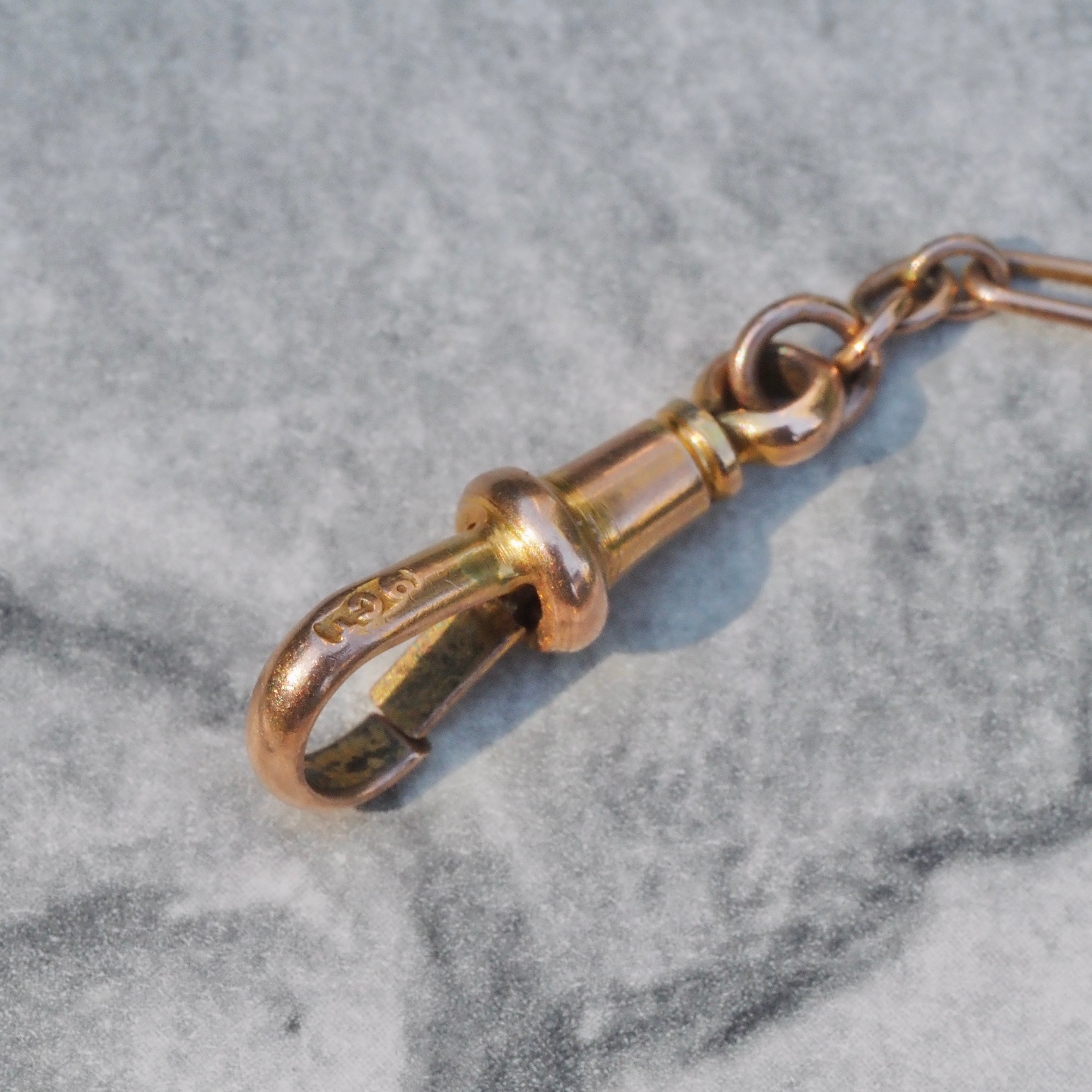 Antique 9k Gold English Figaro Bracelet