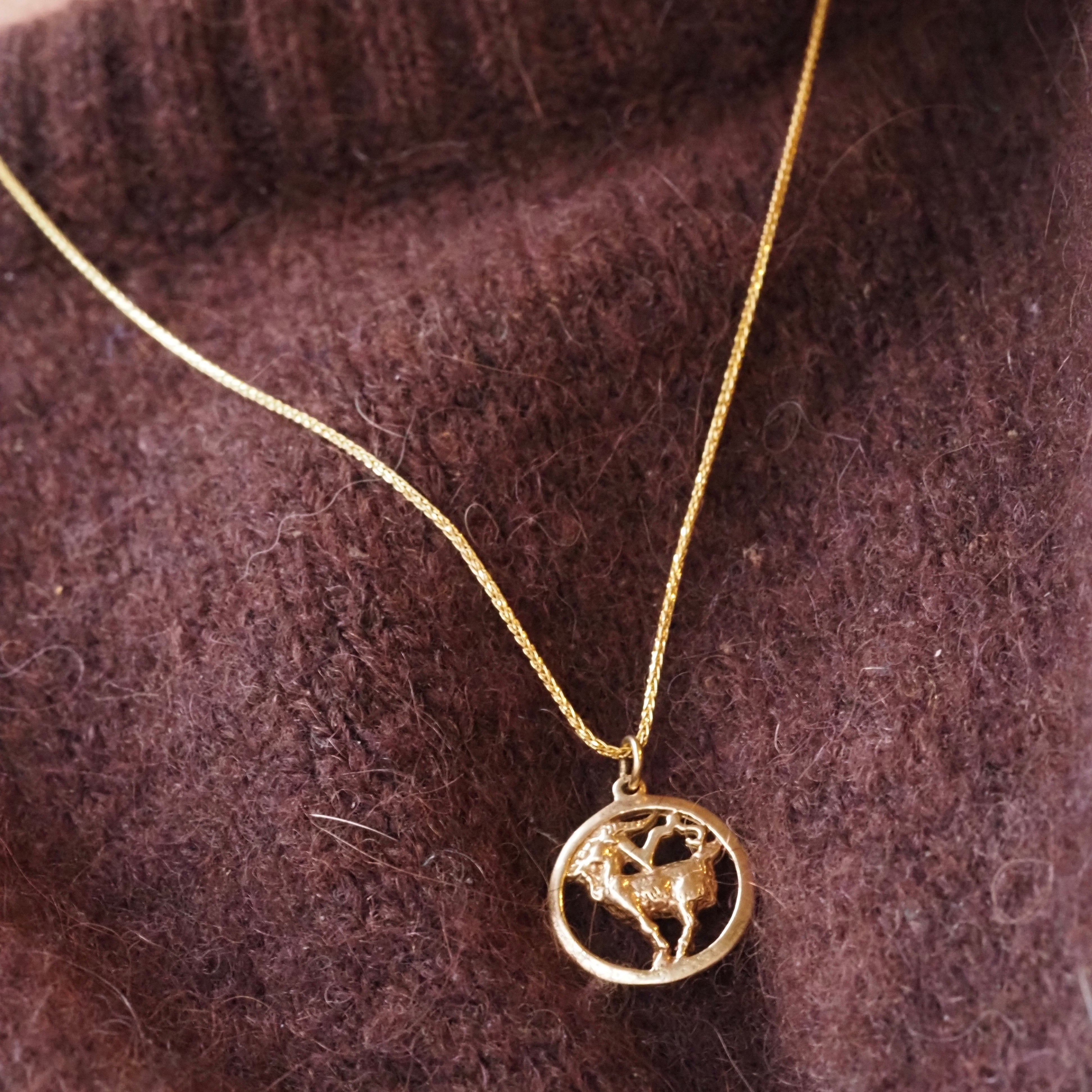 Vintage Capricorn Goat 14k Gold Charm Pendant