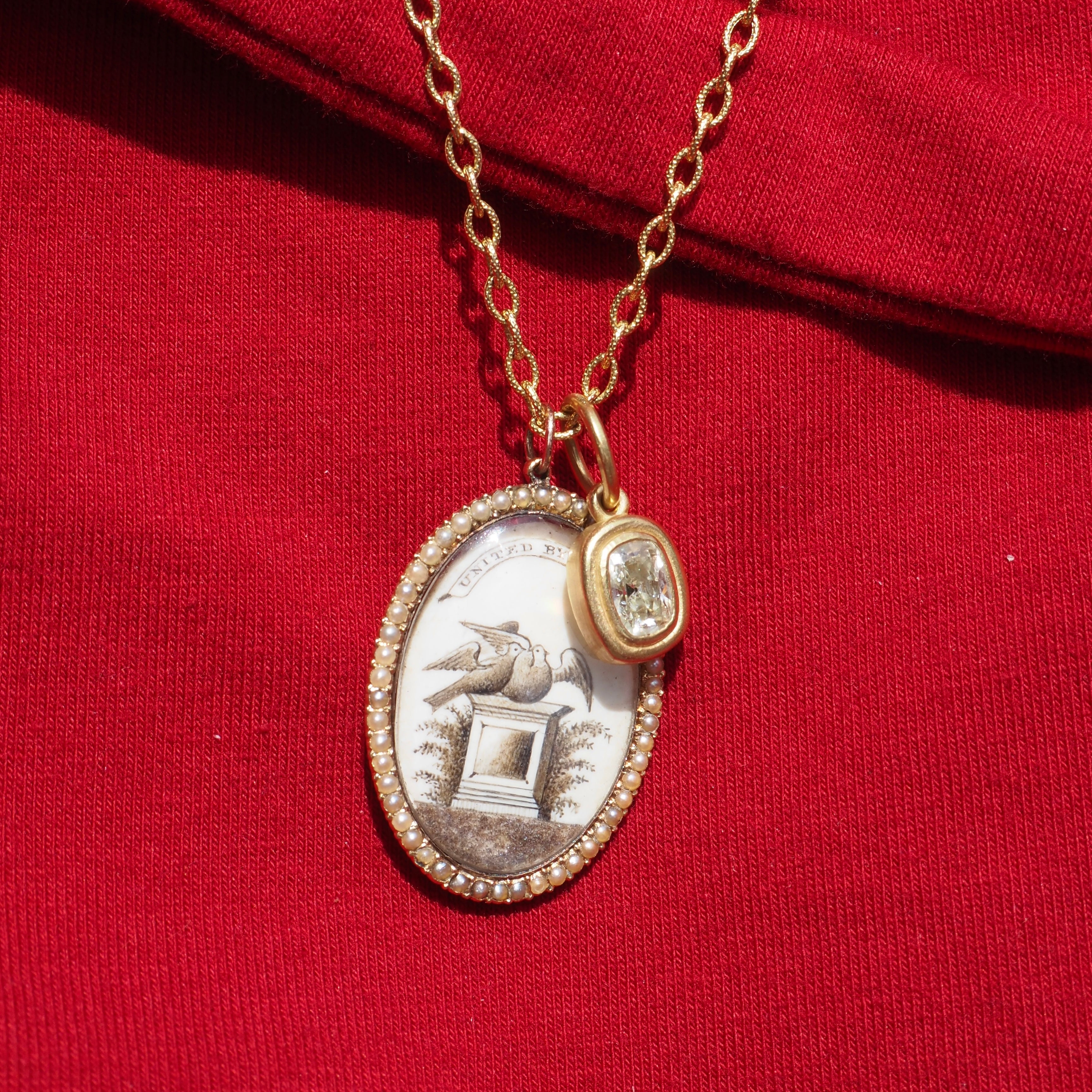 Cushion Modified Brilliant Cut Diamond 18k Gold Pendant