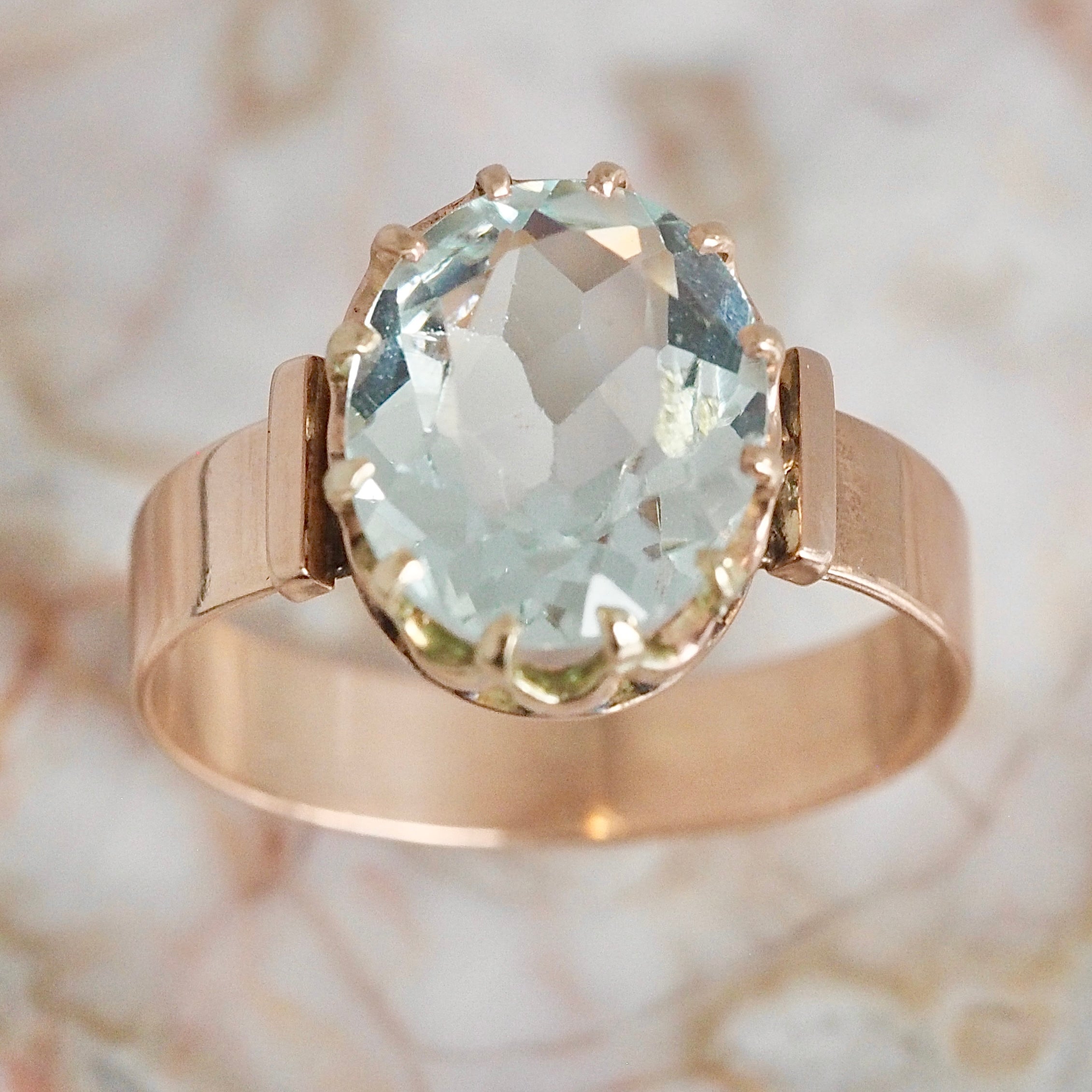 Antique Victorian 14k Gold Aquamarine Ring