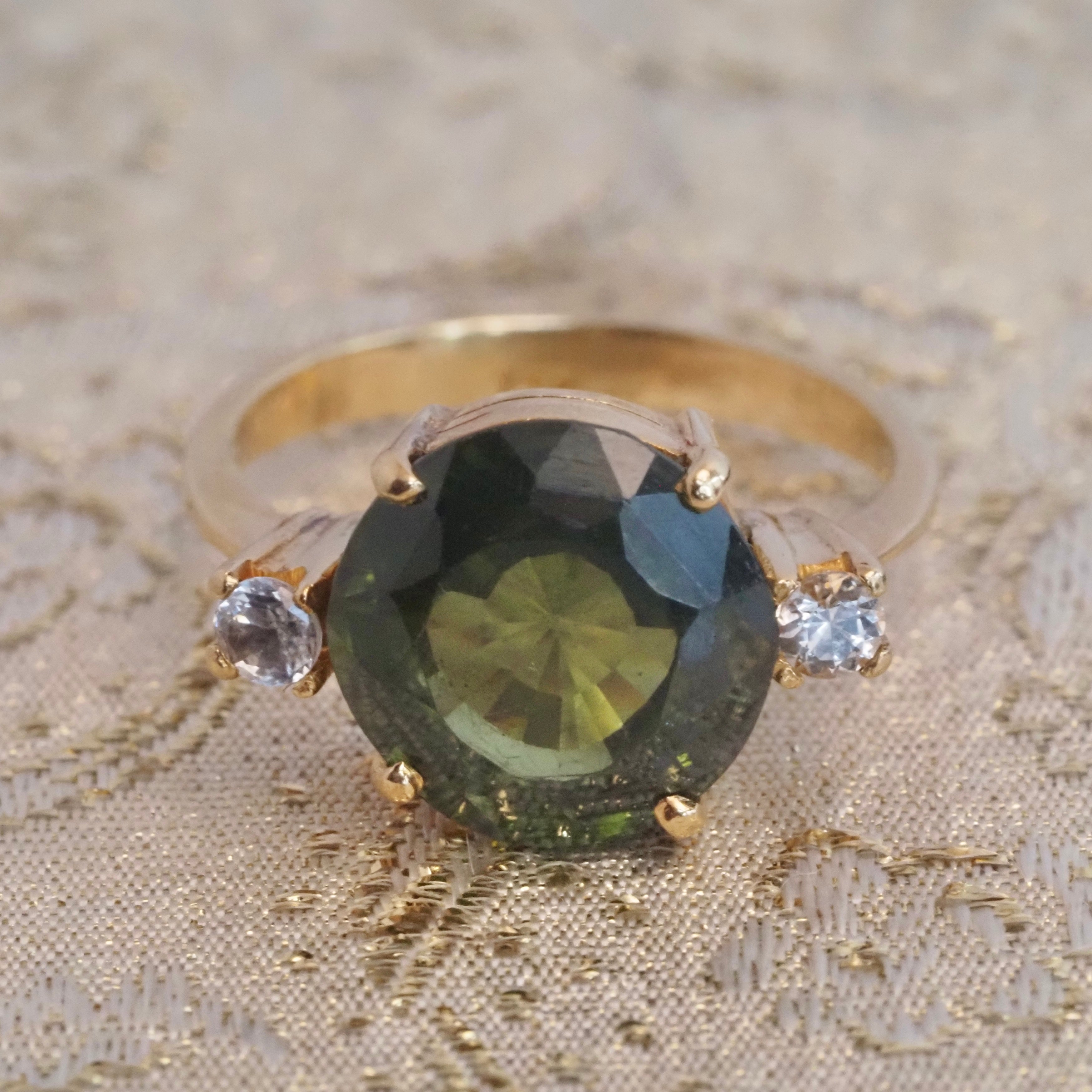 Vintage Chrysoberyl Diamond 18k Gold Ring