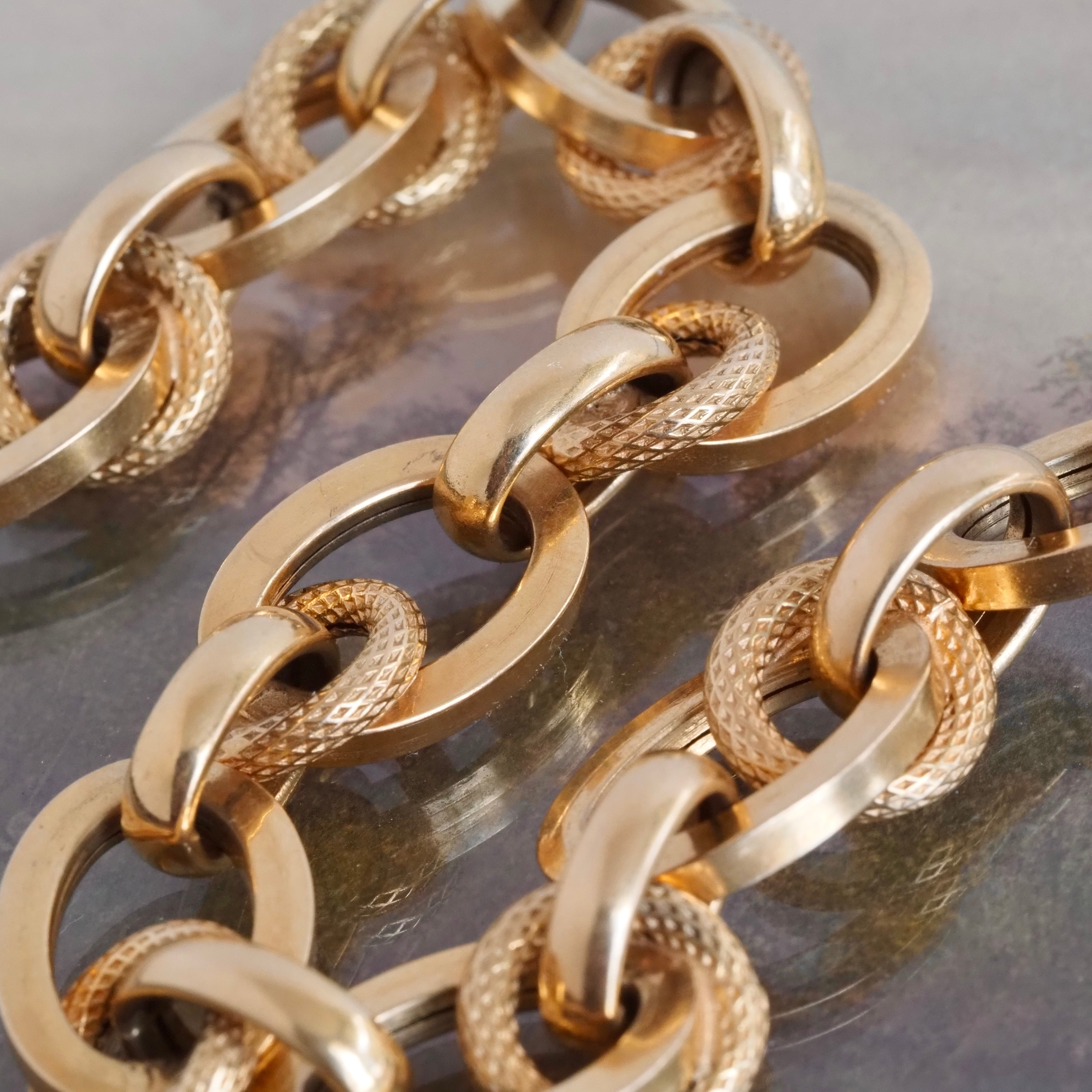 Vintage Italian 18k Gold Chunky Offset Link Bracelet