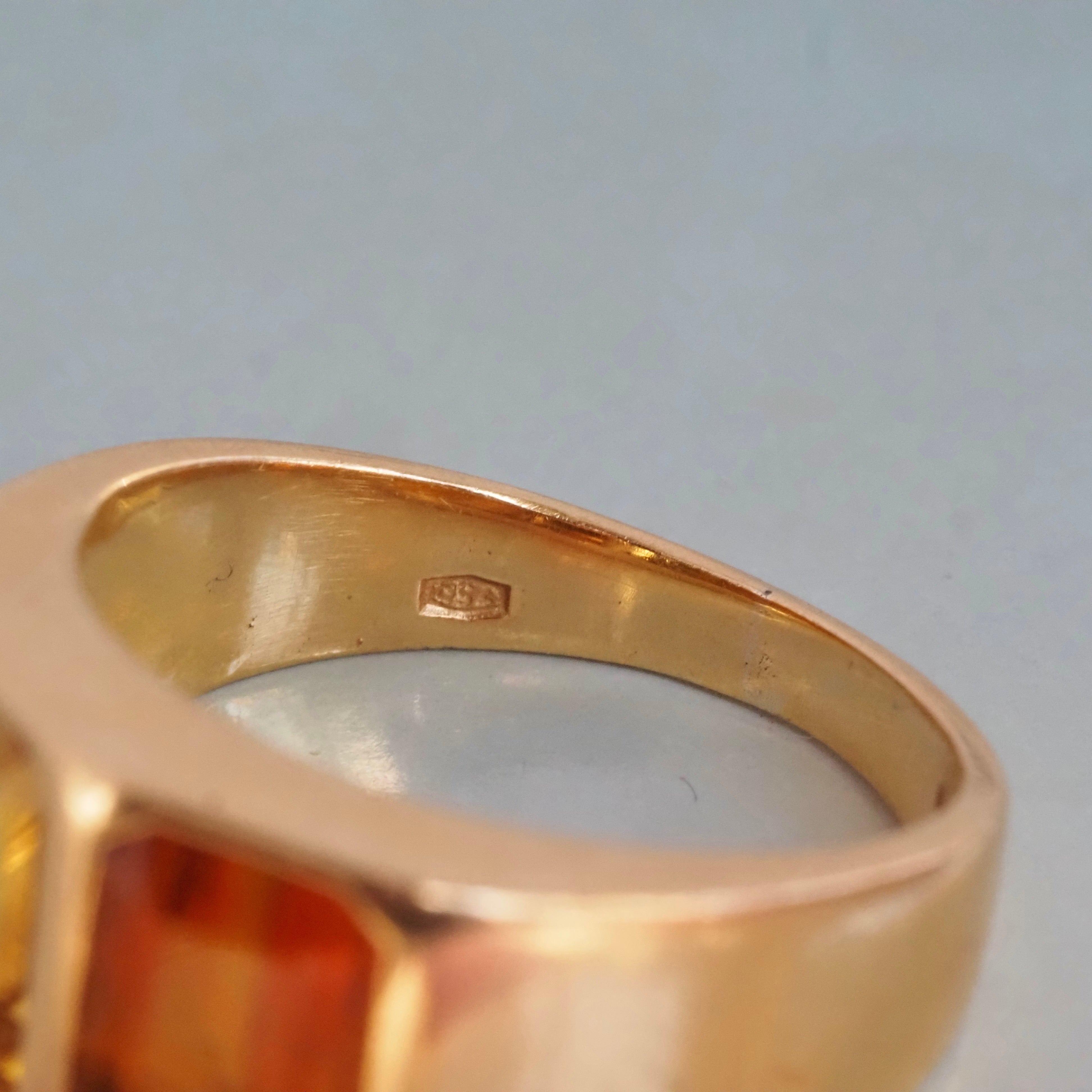 Vintage Italian Citrine and Beryl 18k Gold Ring