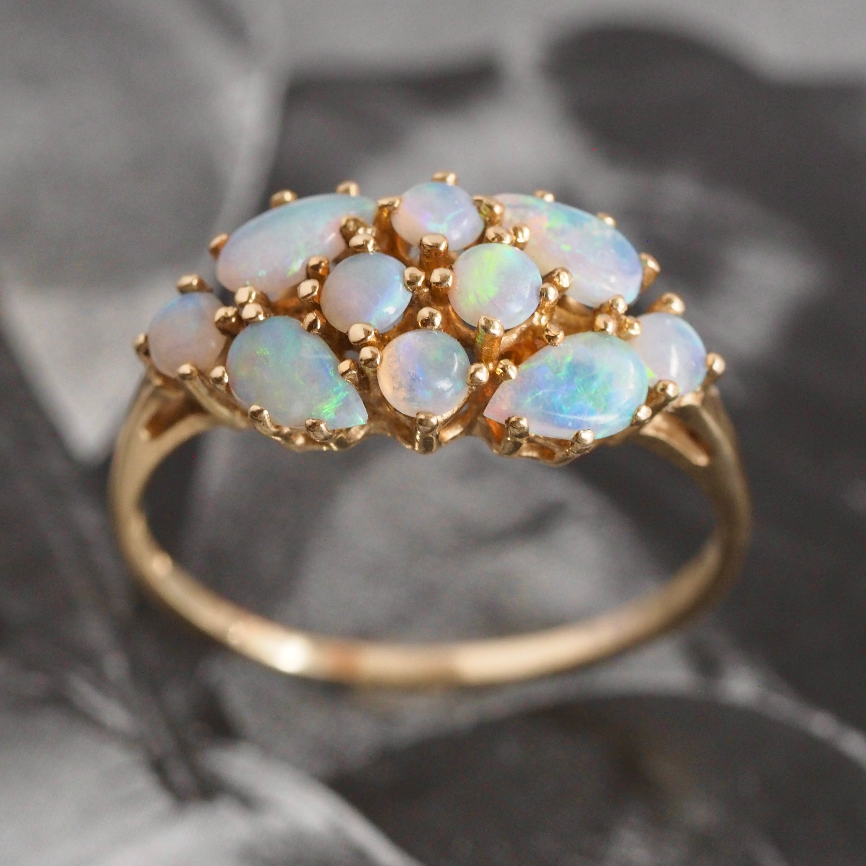 Vintage 14k Gold Opal Mosaic Ring