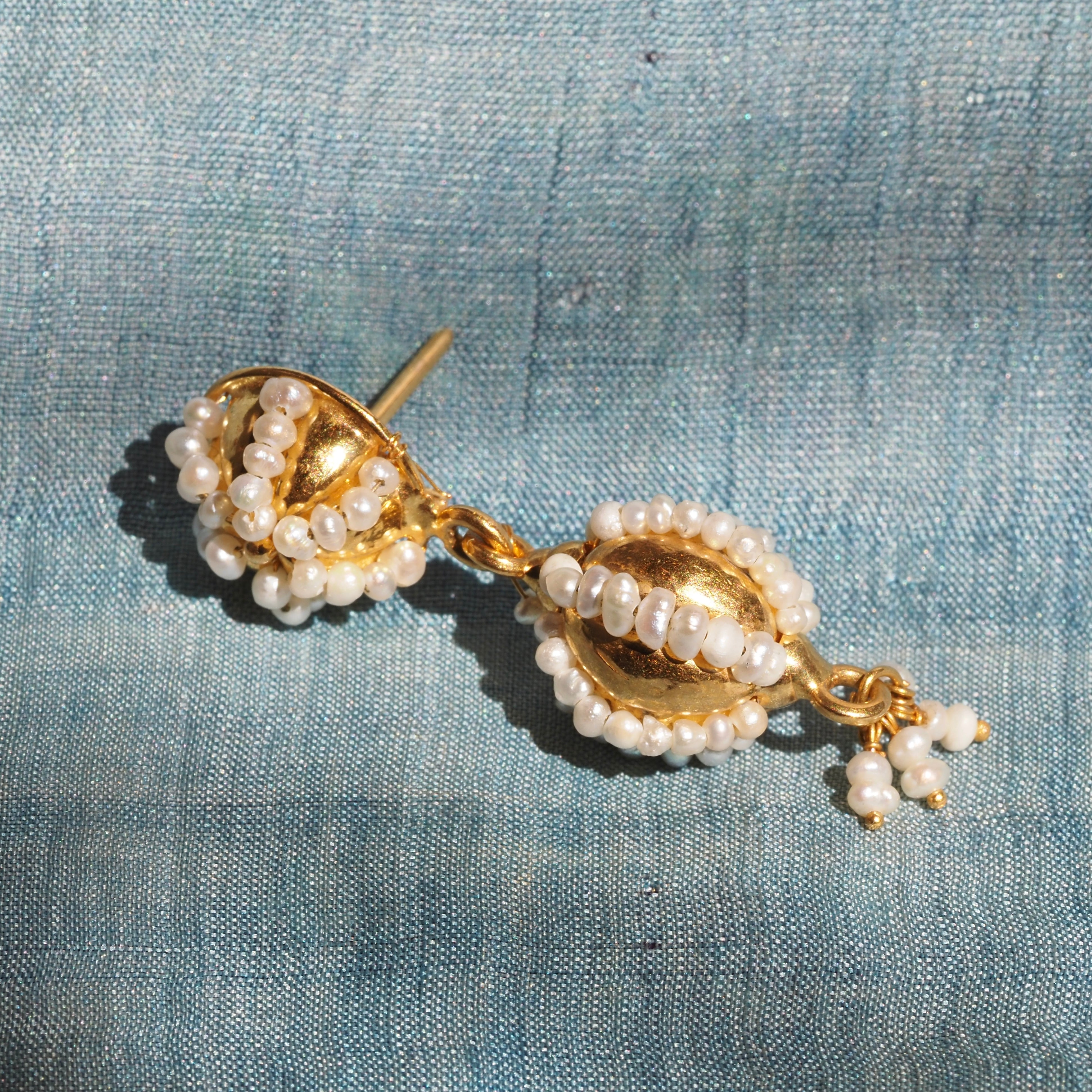 Vintage 21k Gold Seed Pearl Earrings