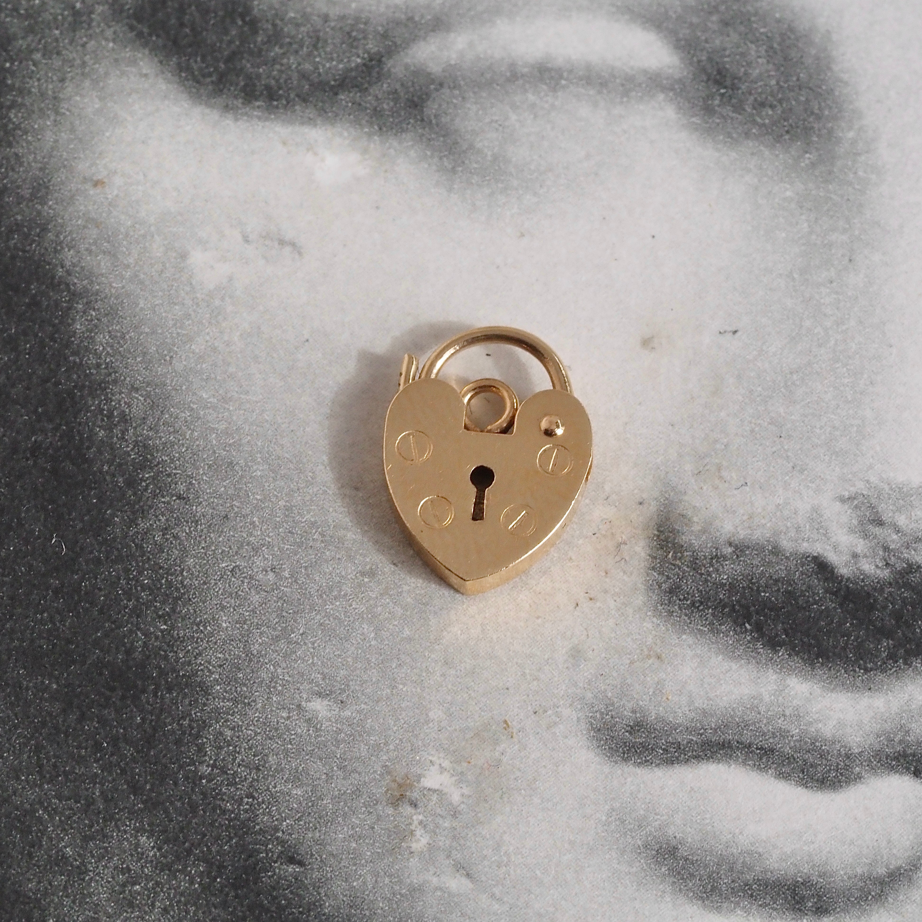 Vintage 14k Gold Heart Padlock Charm