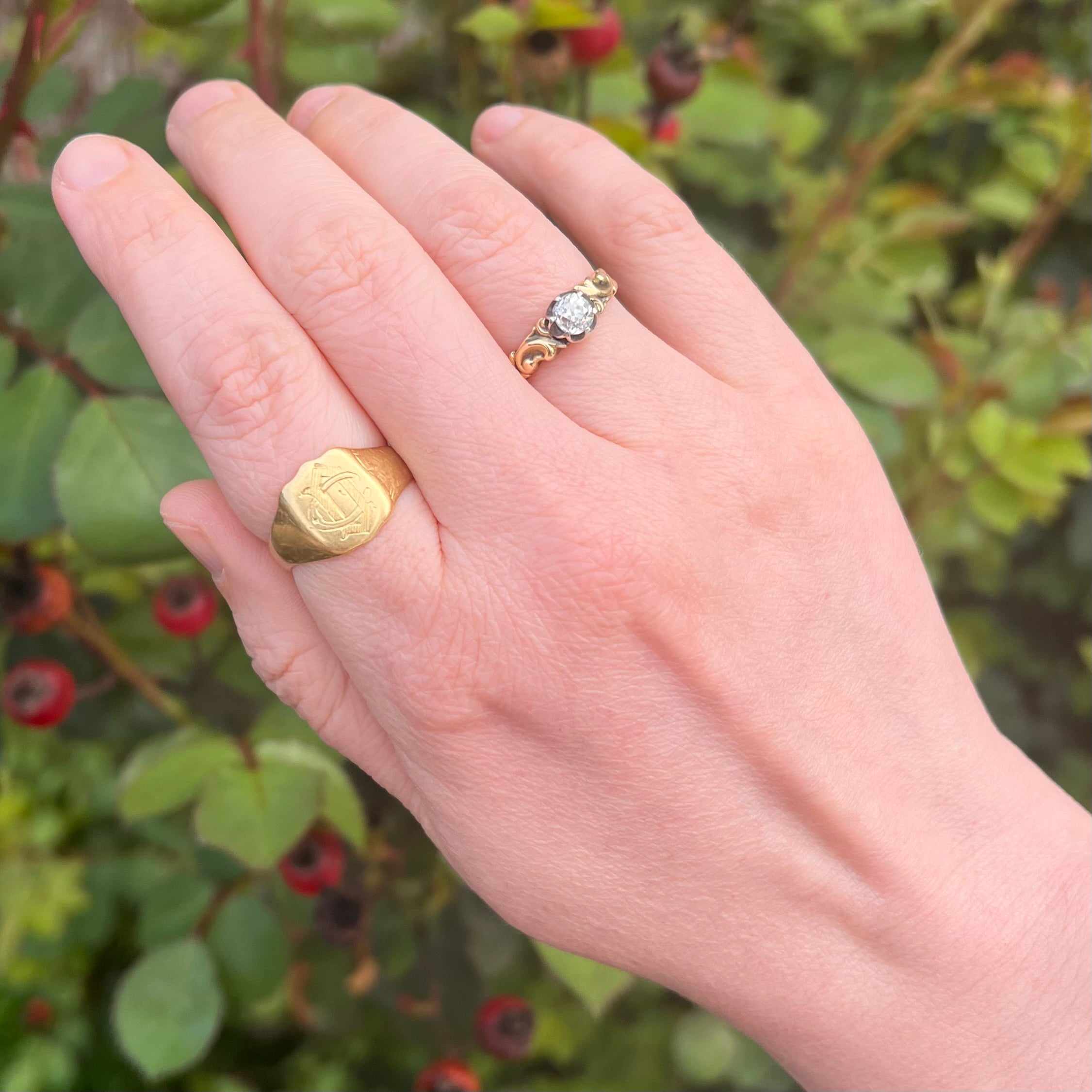 Antique 18k Gold “DC” Signet Ring